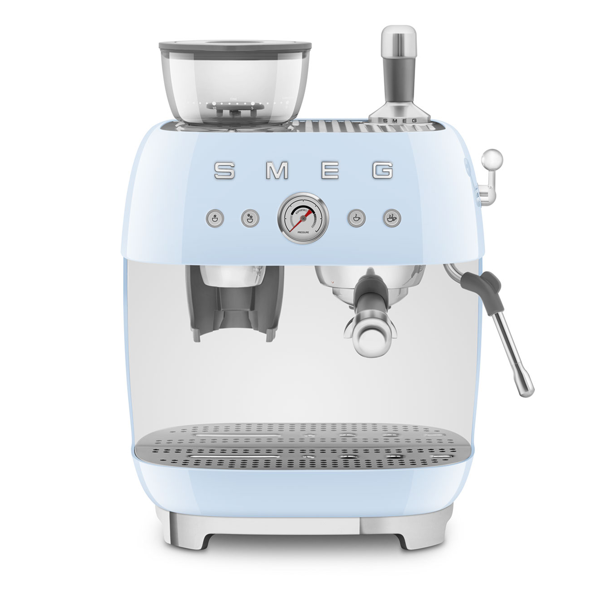 SMEG espresso machine with grinder 50's style - pastel blue