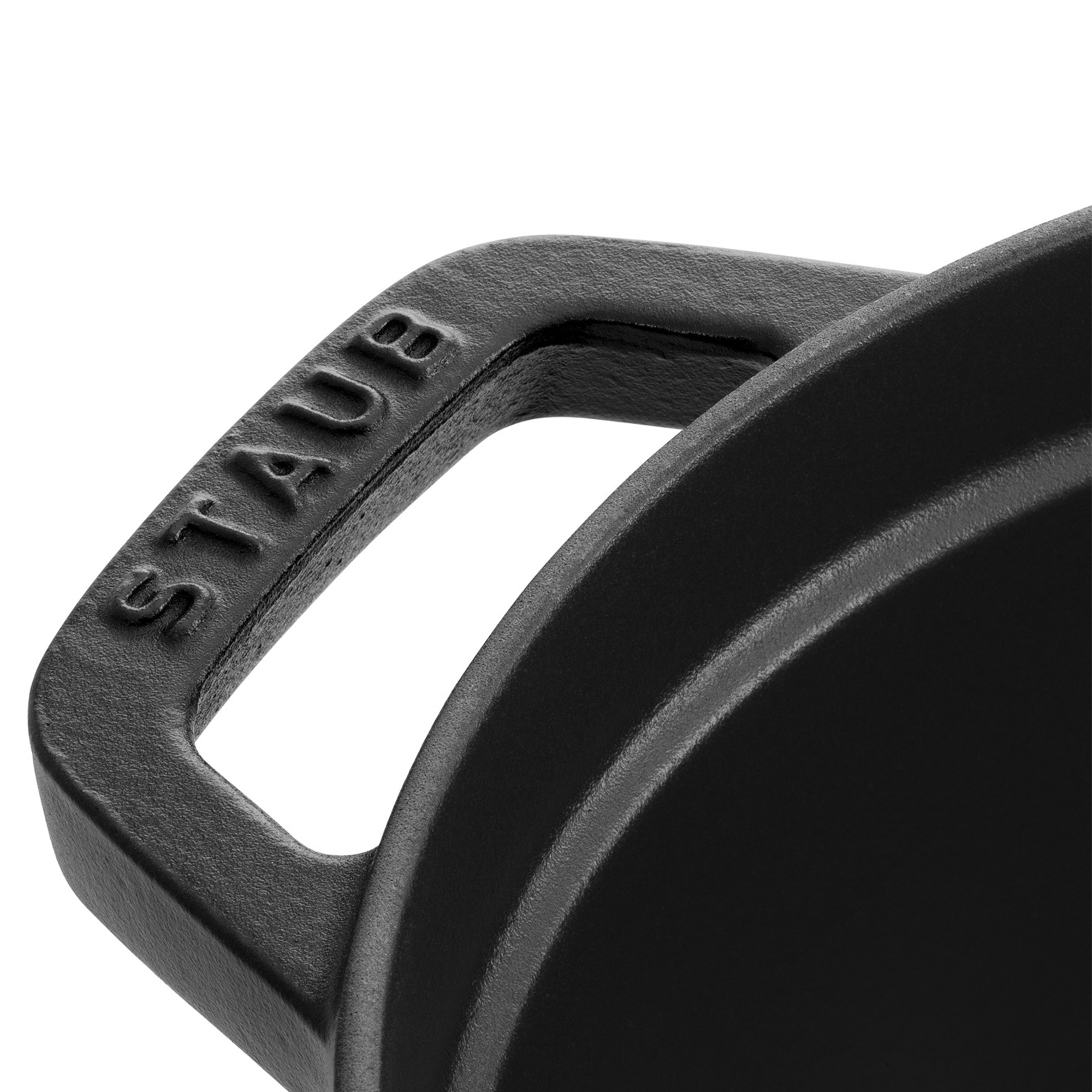 Stabiler Griff eines gusseisernen Topfes mit Prägung