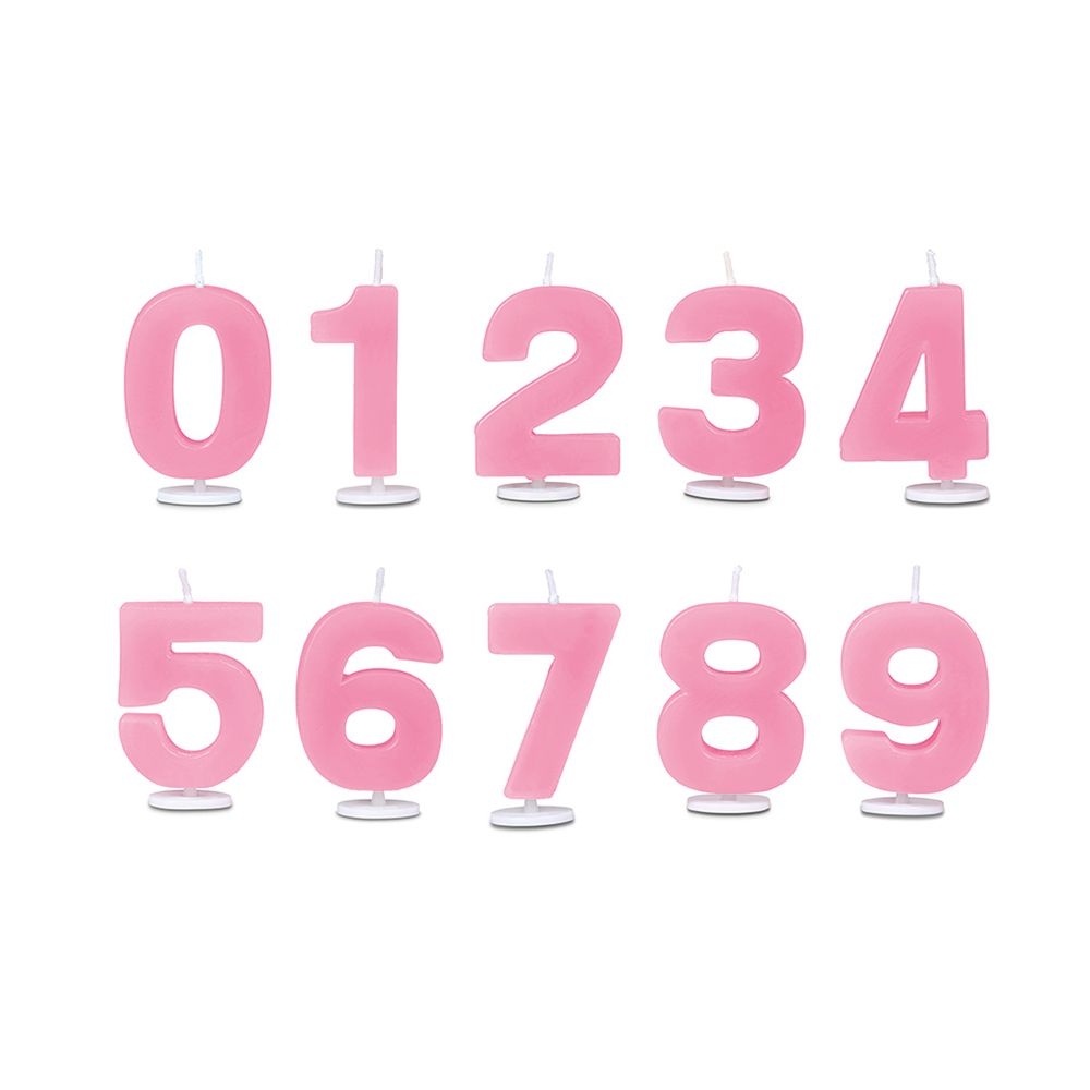 Städter - Candle number - Set of 10 pieces 0-9 - Pink with holder - 4,5 cm Städter - Candle number - Set of 10 pieces 0-9 - Pink with holder - 4,5 cm