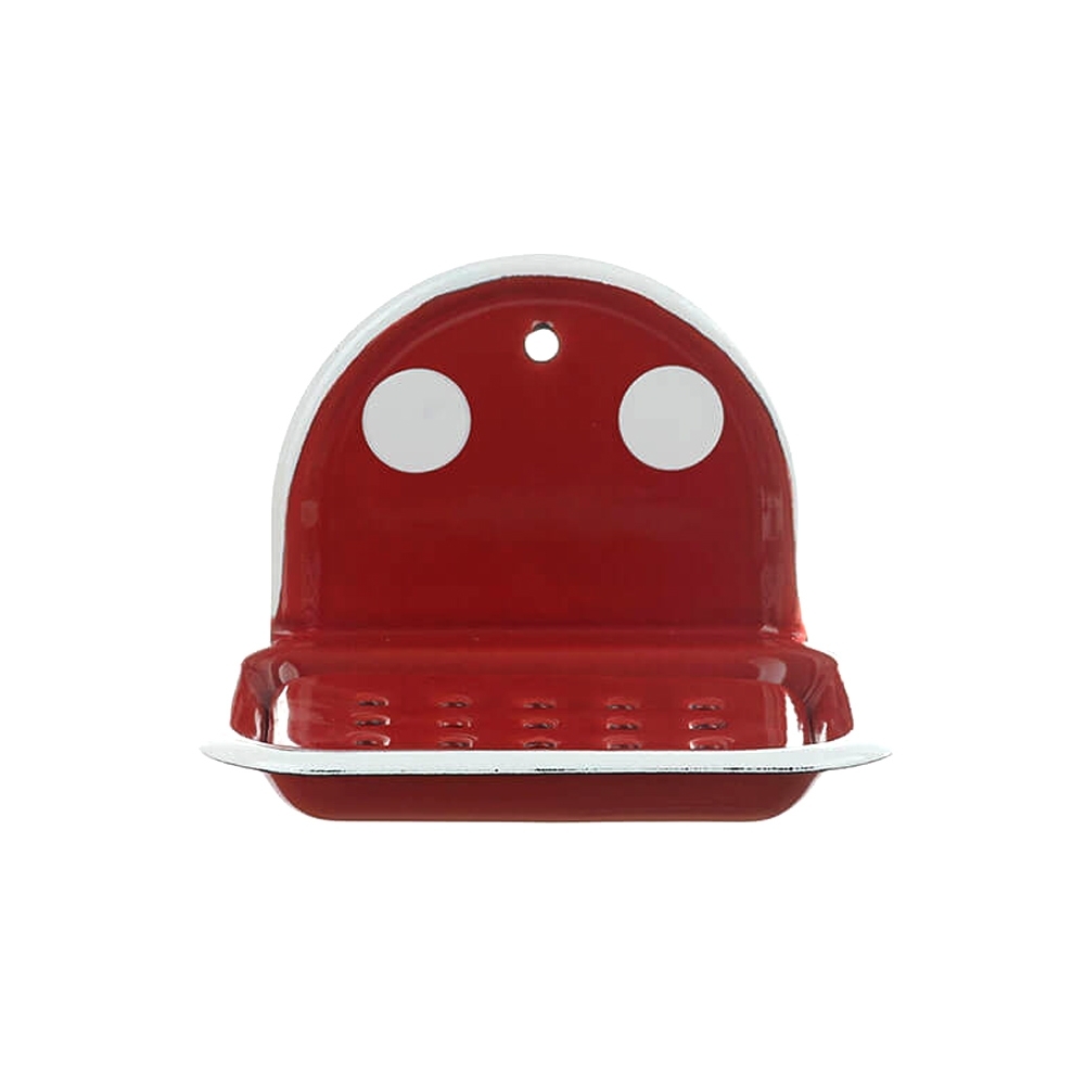 Münder Email - Soap dish 14 cm - Red with white dots