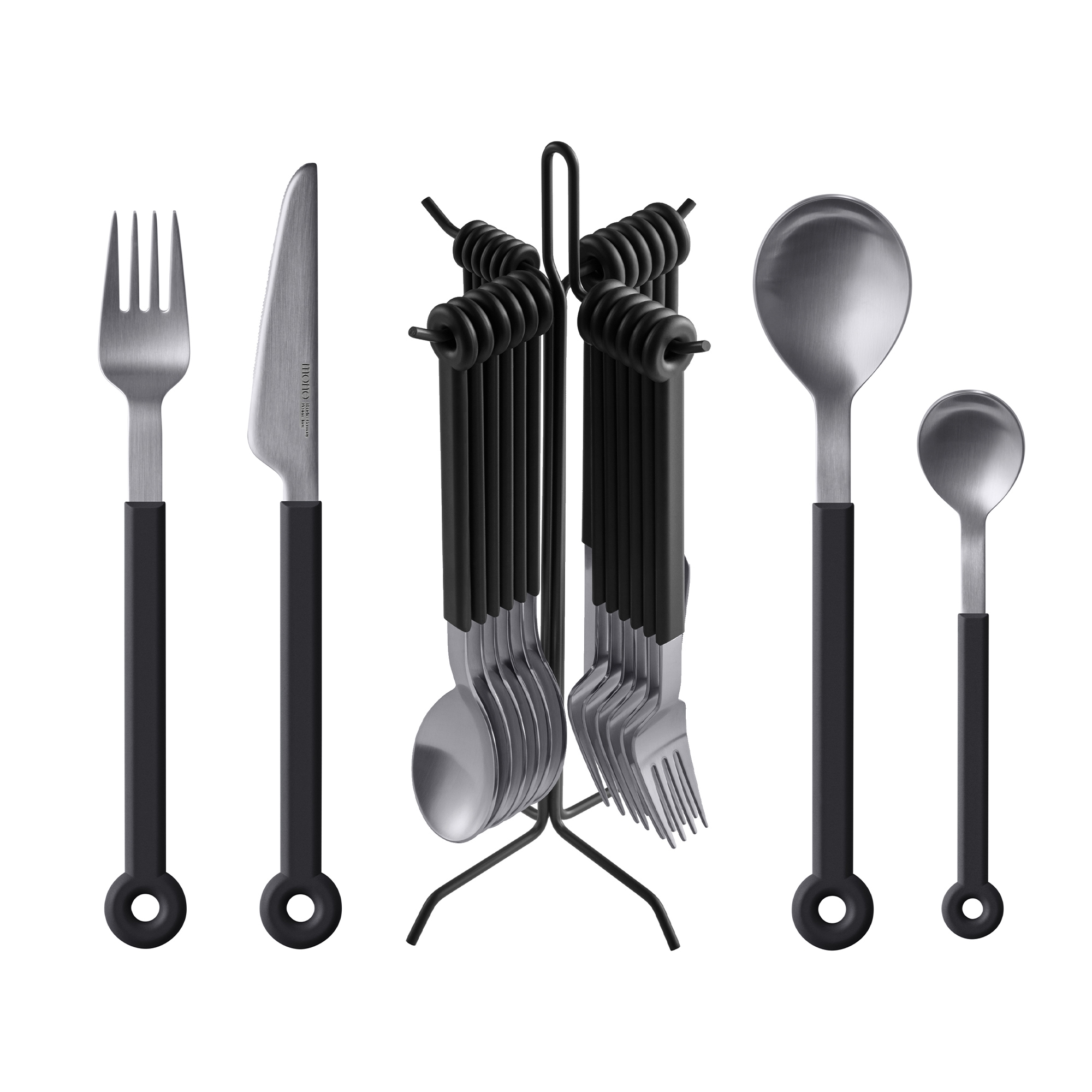 mono ring - Cutlery set, 25 pcs with stand mono ring - Cutlery set, 25 pcs with stand