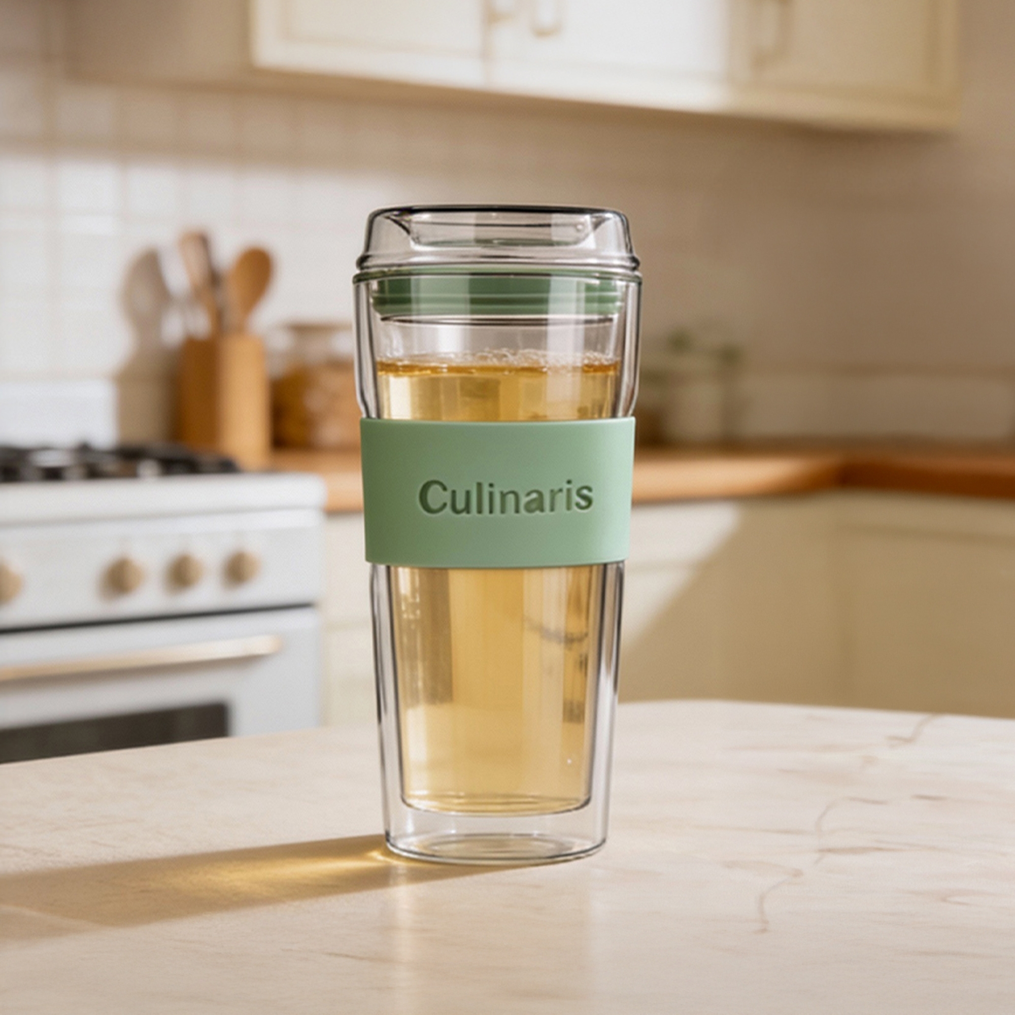 Culinaris double-walled glass mug Portare 420 ml in mint