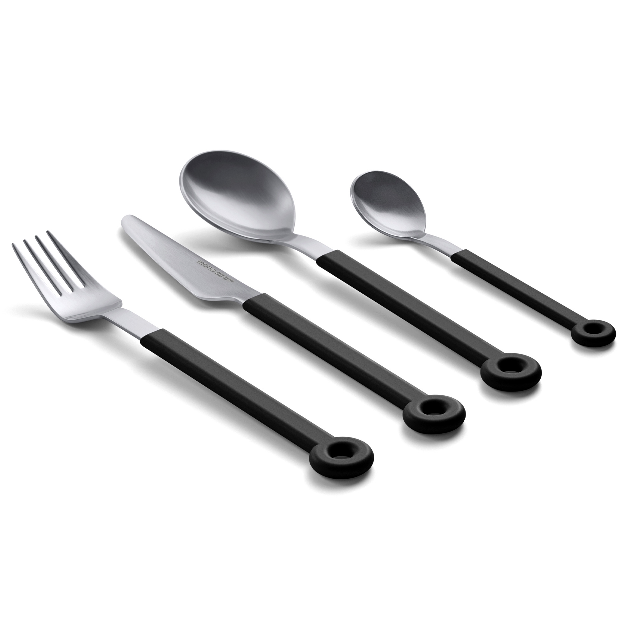 Modernes Besteckset mit Messer, Gabel, Löffel