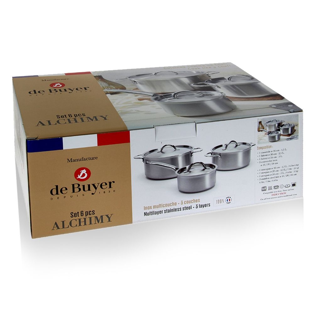 de Buyer - Set of 6 pieces Stainless steel stewpan - ALCHIMY de Buyer - Set of 6 pieces Stainless steel stewpan - ALCHIMY