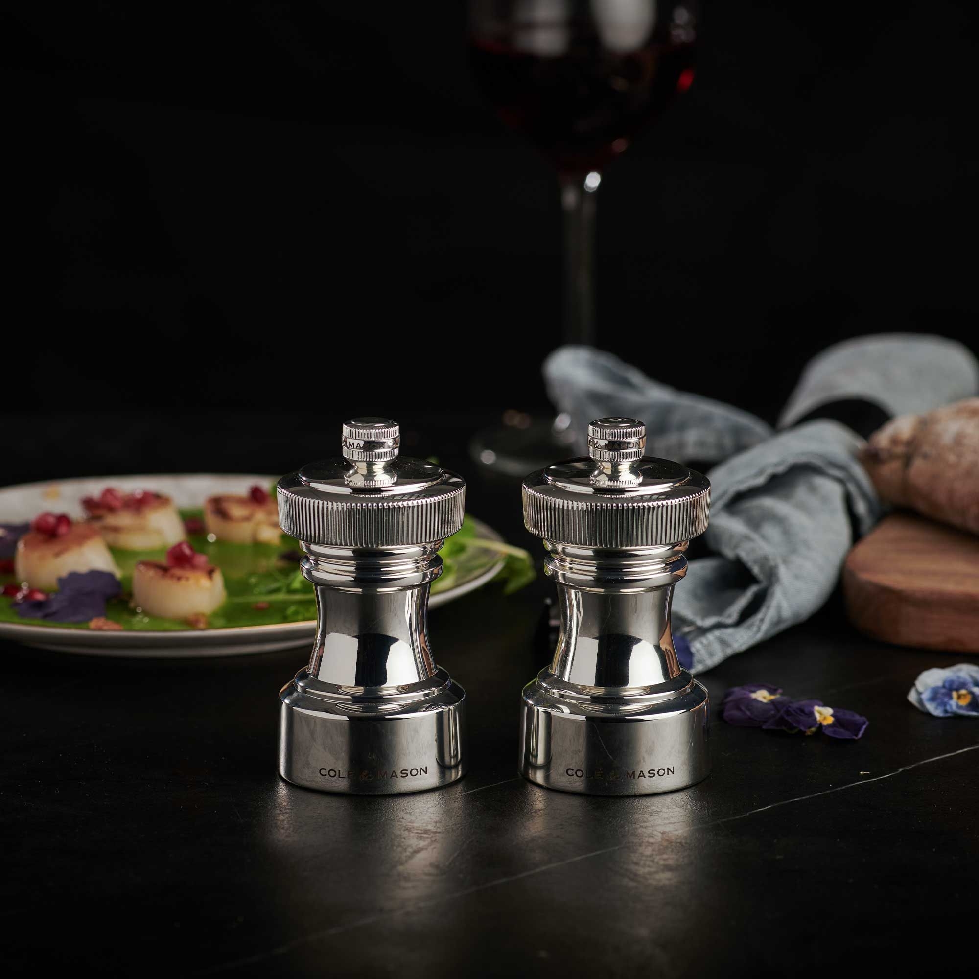 COLE & MASON - Hoxton Pepper und Salt Mill Set | Silver Plated