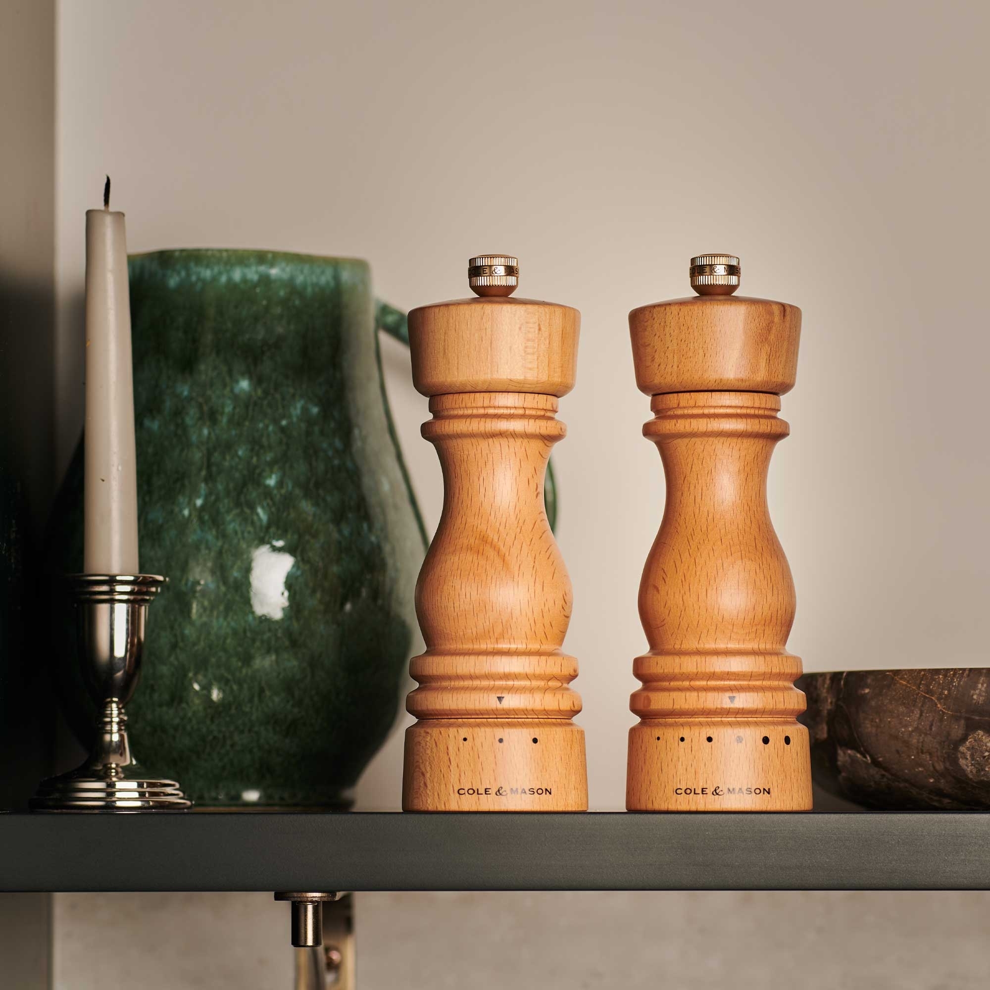 COLE & MASON - London Grind Select Pepper and Salt Mill Set - 18 cm | Nature