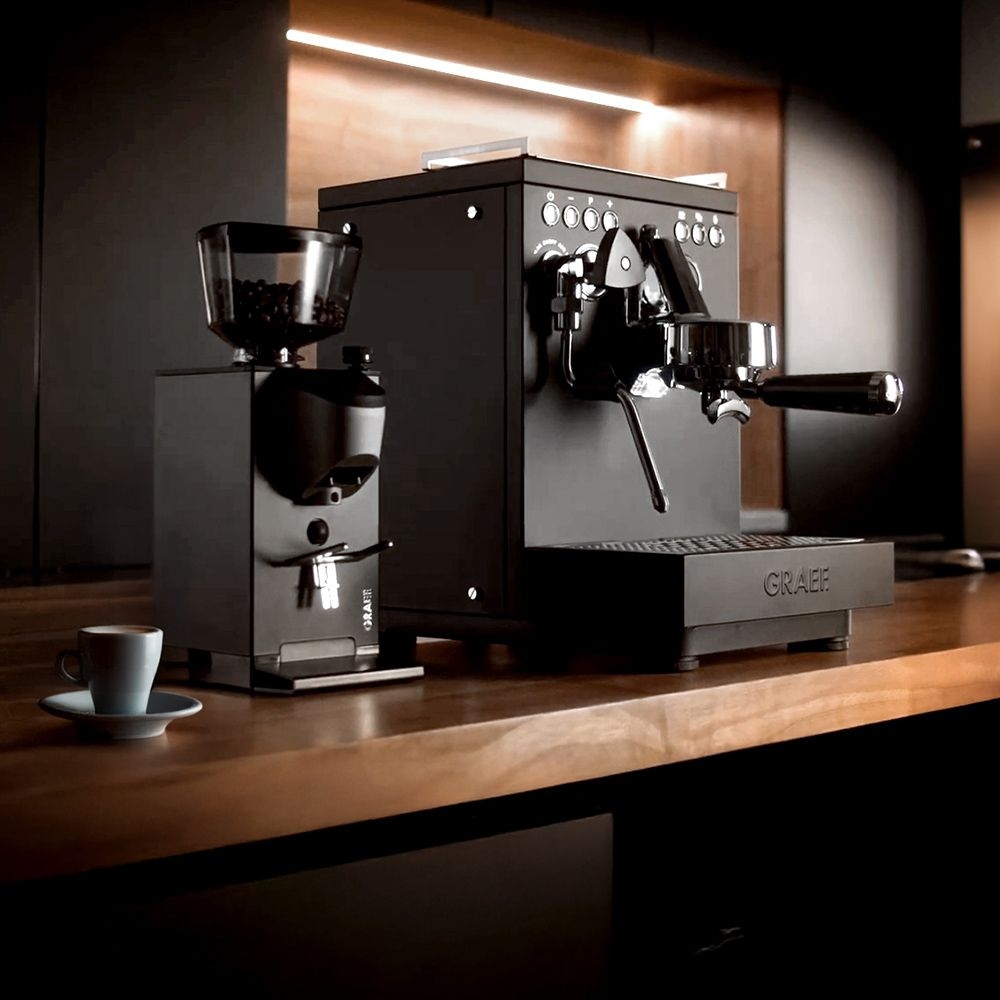 Graef espresso machine and coffee grinder on counter