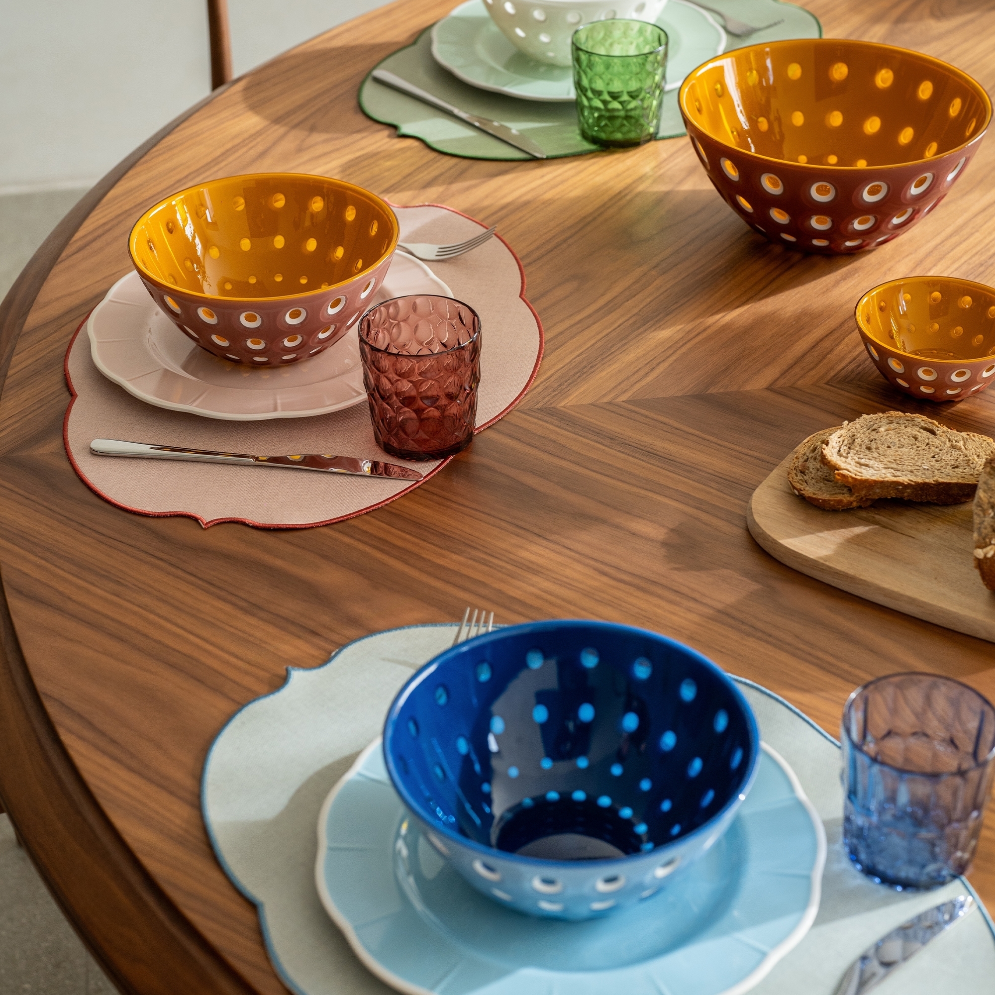 Guzzini - Bowl 12.5 cm, set of 2, “Le Murrine”, Matcha-White-Mauve