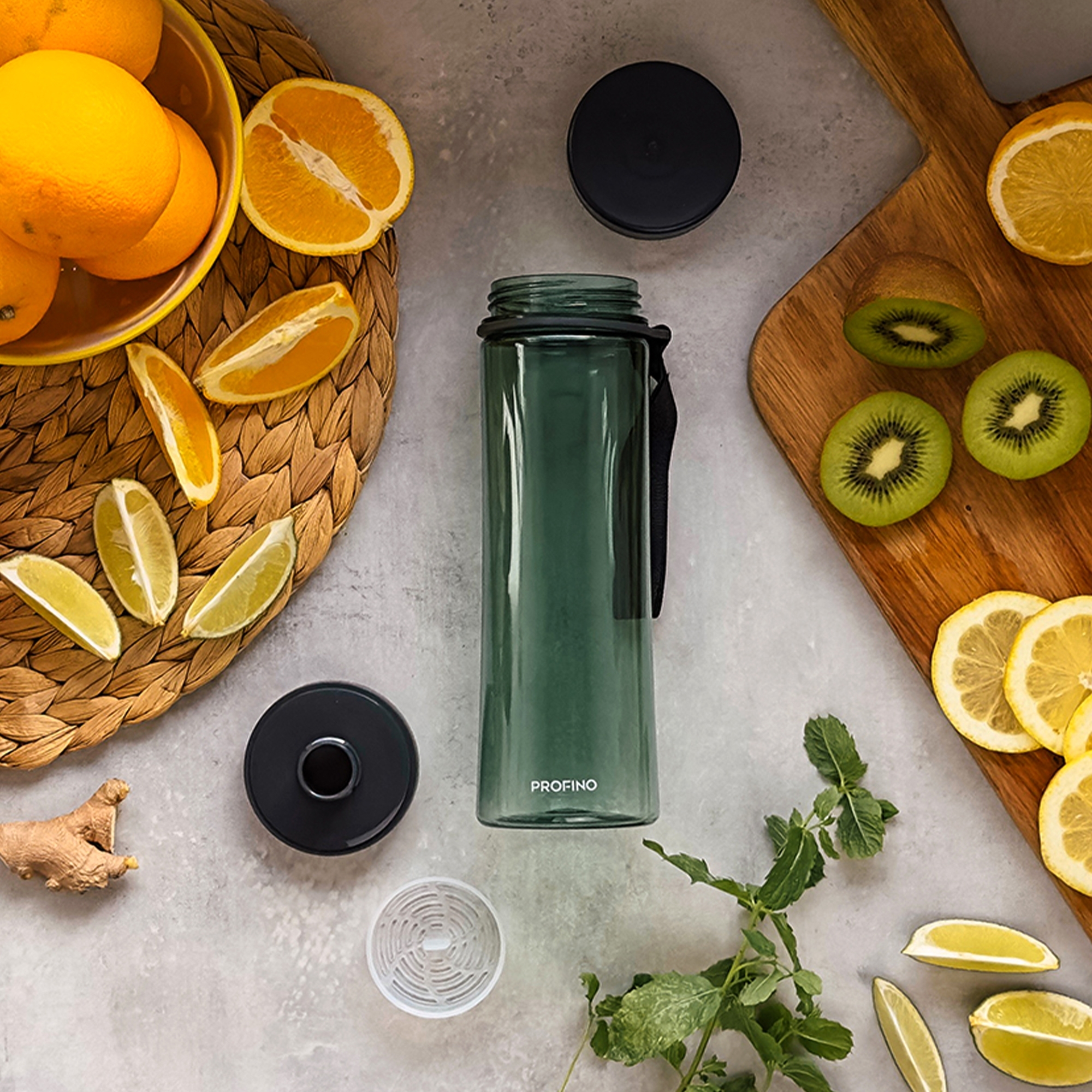 Profino - Infuze Trinkflasche mit Sieb - 600 ml - Grün