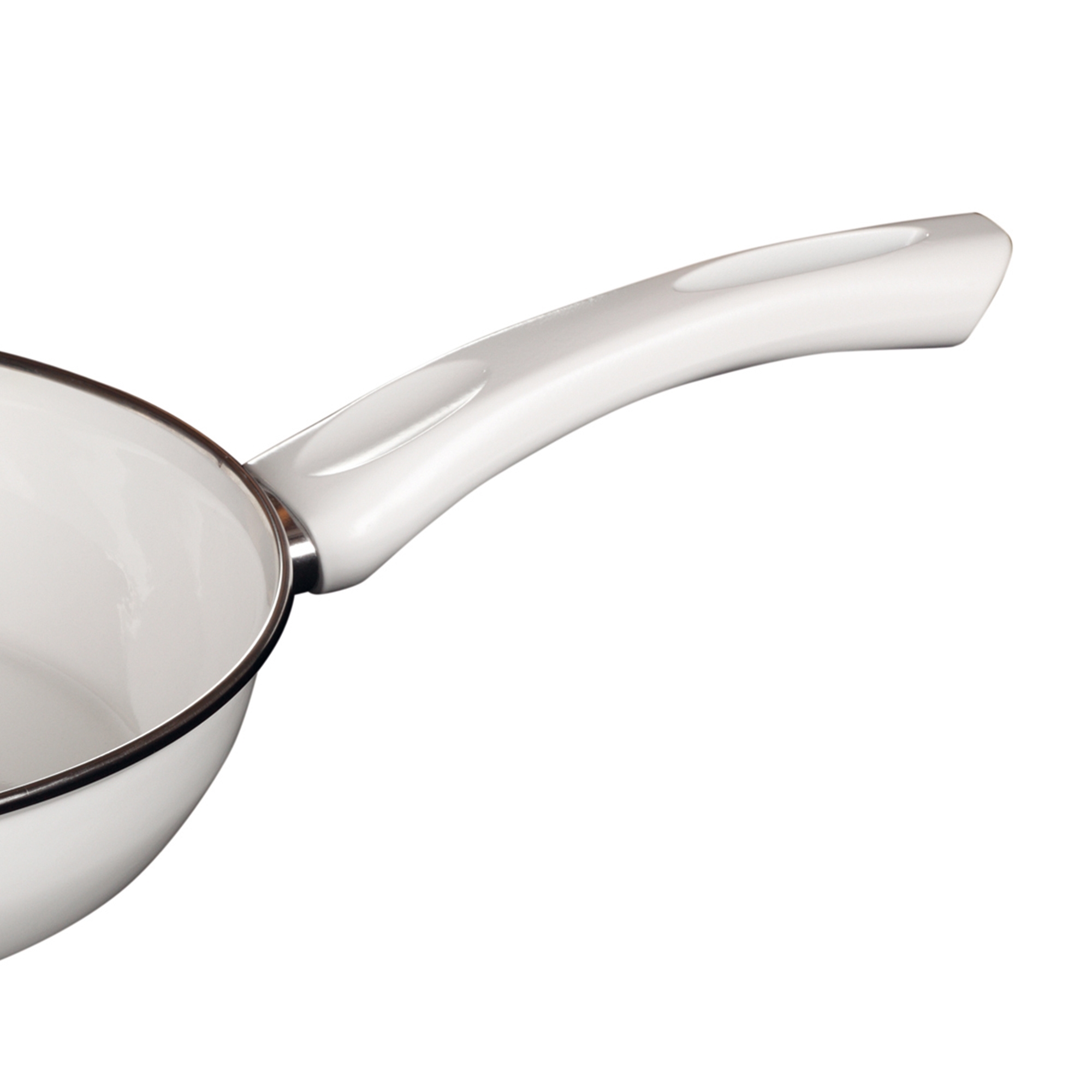 Close-up of white pan with handle