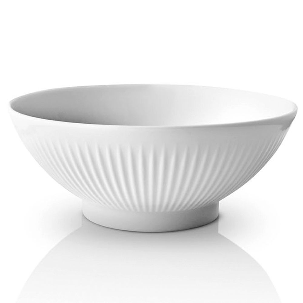 Simple white porcelain bowl with relief design