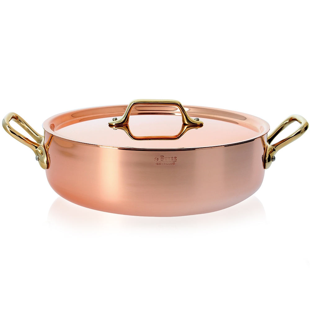 de Buyer - Sauté-Pan with 2 brass handles and lid