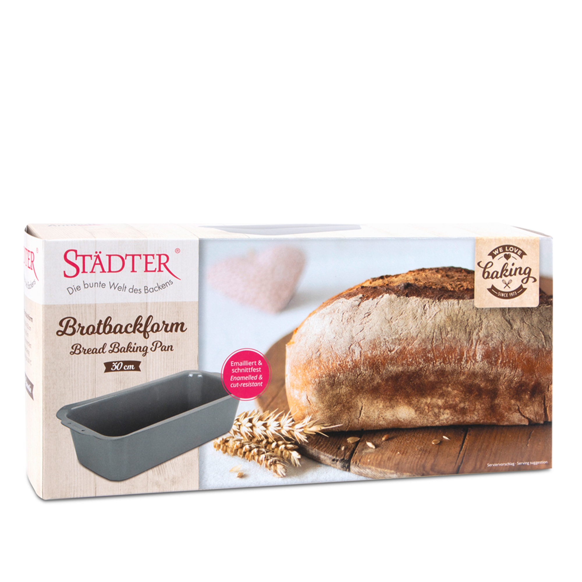 Städter - Bread baking tin 30 x 13 cm / H 8 cm - Silver enamelled