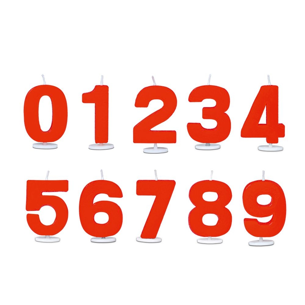 Städter - Kerze Ziffer - Set 10-tlg. 0–9 - Rot mit Halter - 4,5 cm Städter - Kerze Ziffer - Set 10-tlg. 0–9 - Rot mit Halter - 4,5 cm