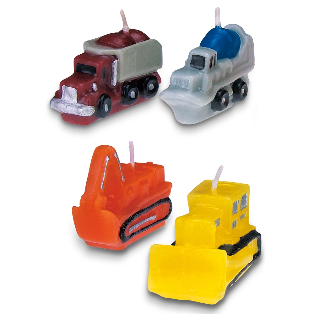 Städter - Kerze Baustellenfahrzeuge Bunt - 4–5 cm - 4-teiliges Set