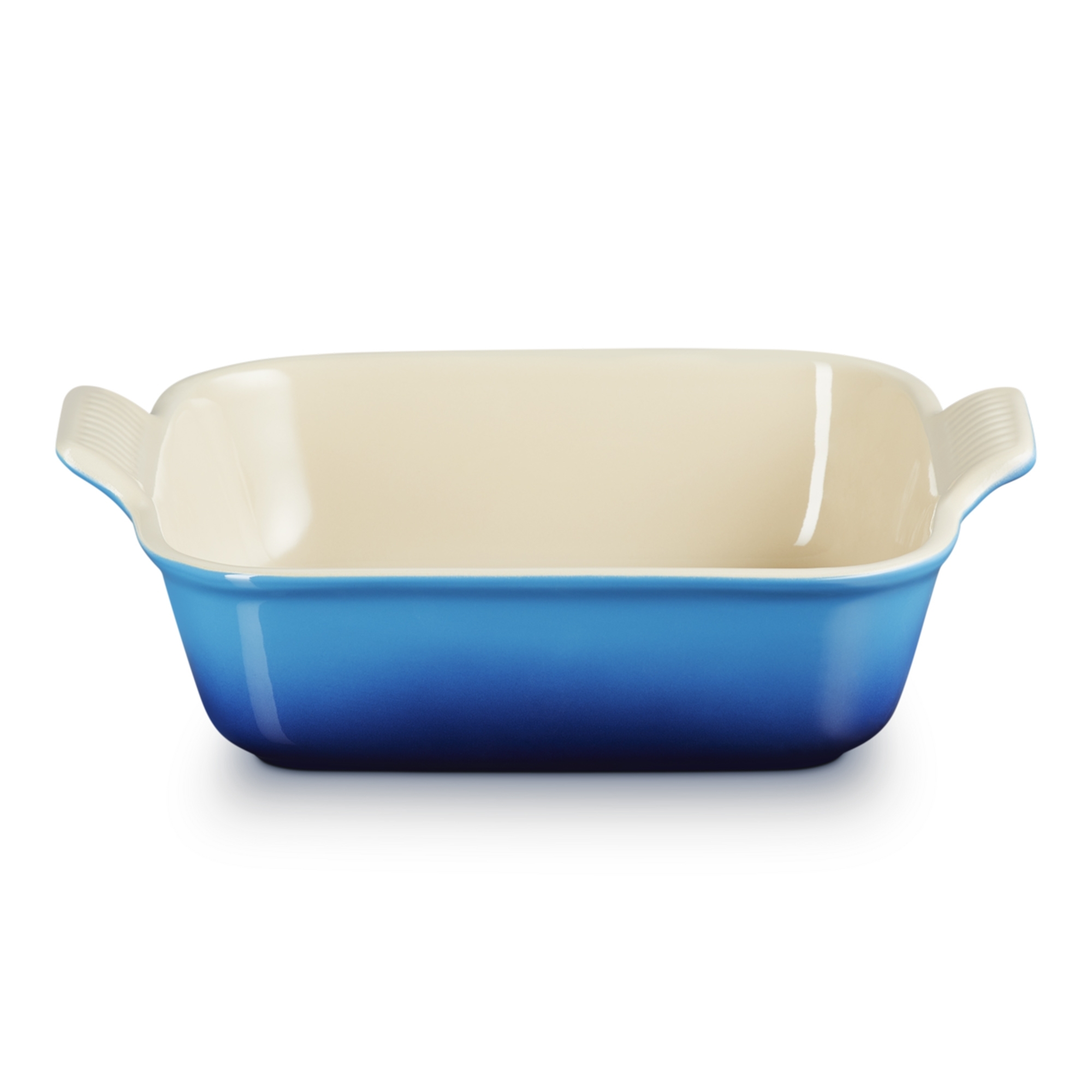 Le Creuset Steinzeug-Aufflaufform 23 cm Azure mit Griffen