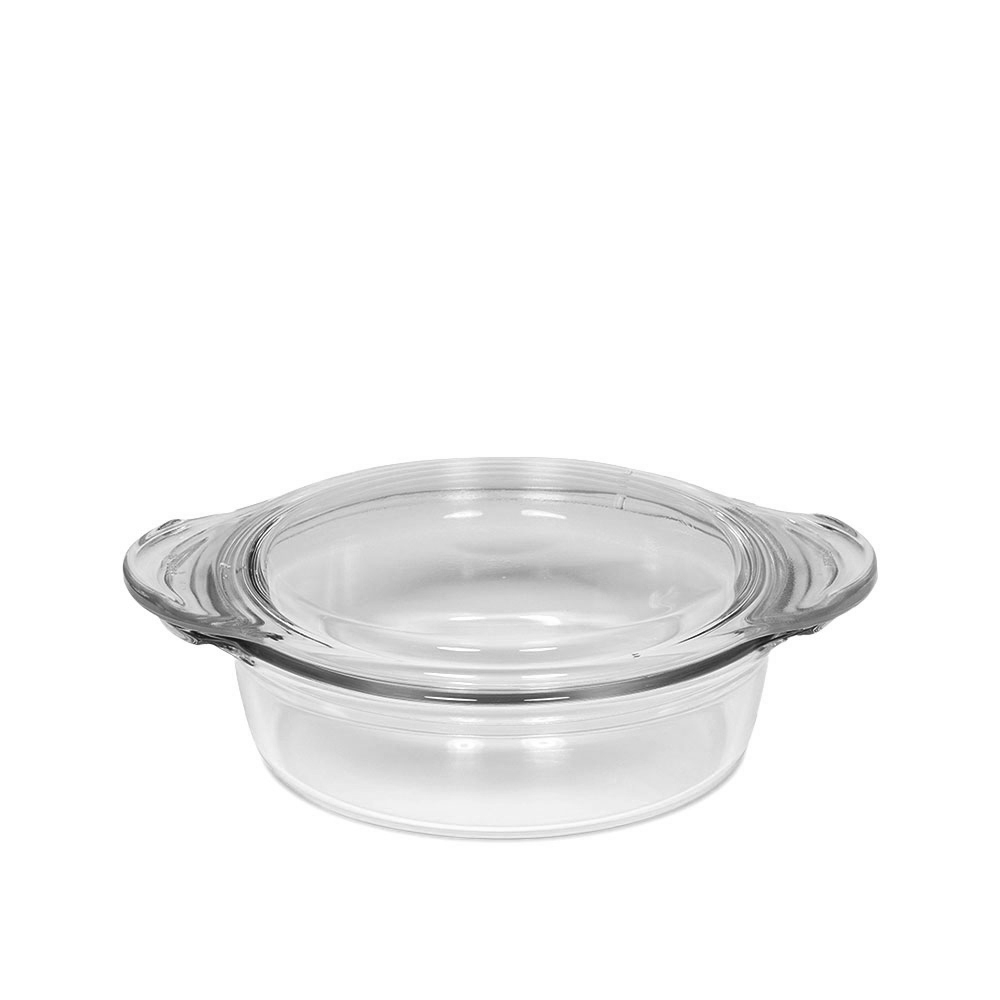 Round SIMAX shallow glass bowl with lid 1.0 litre
