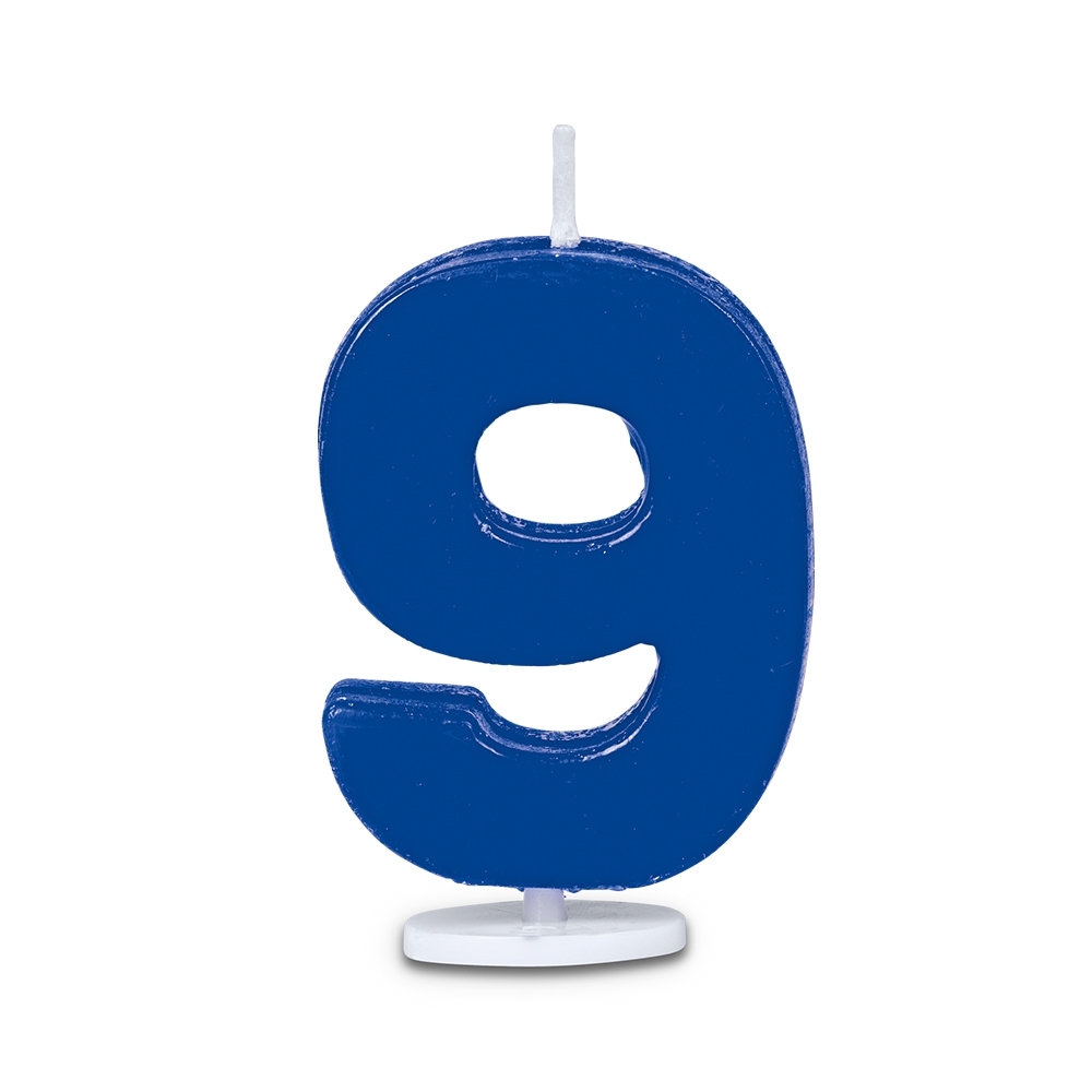 Städter - Kerze Ziffer - 4,5 cm - Blau mit Halter