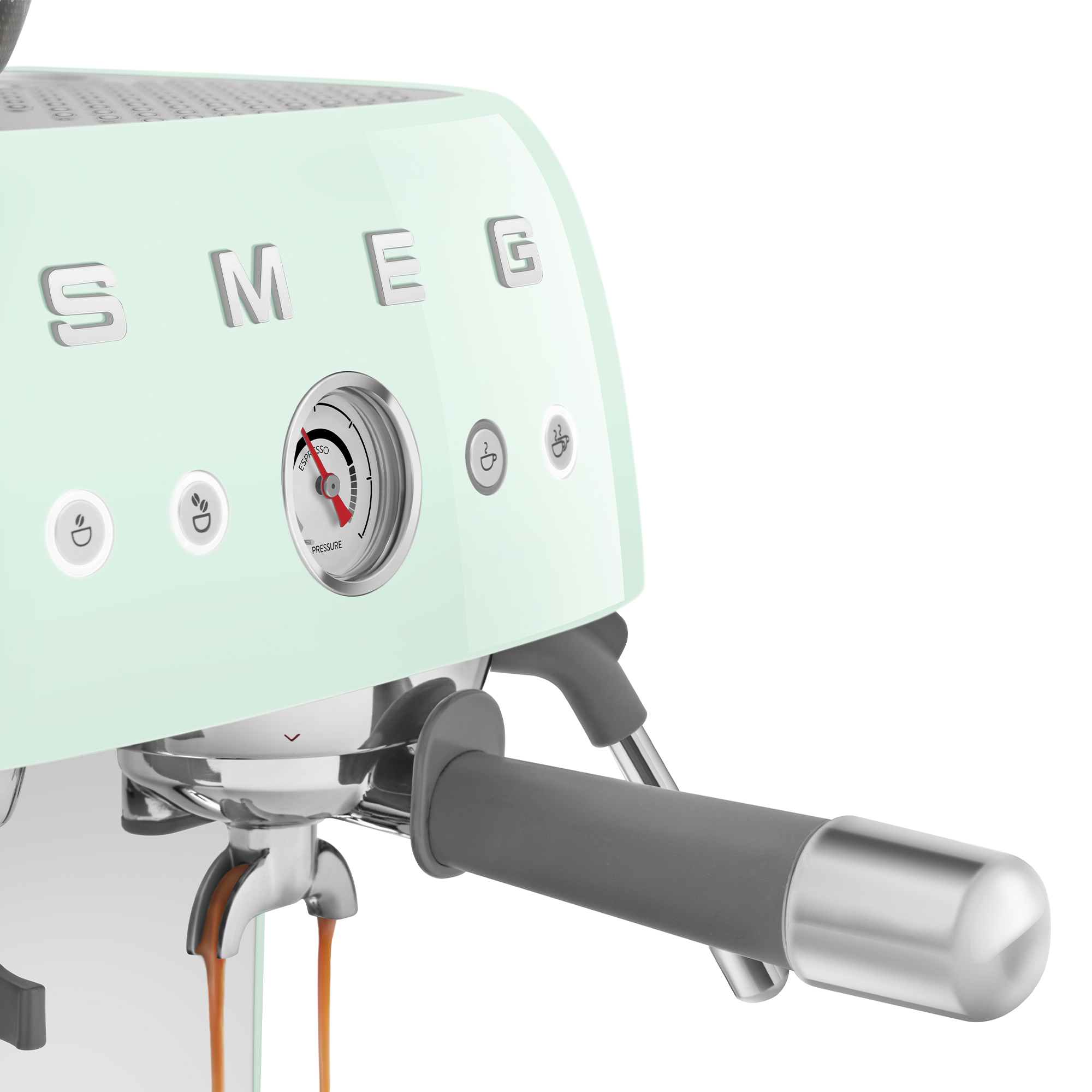 SMEG espresso machine with grinder 50's style - pastel green