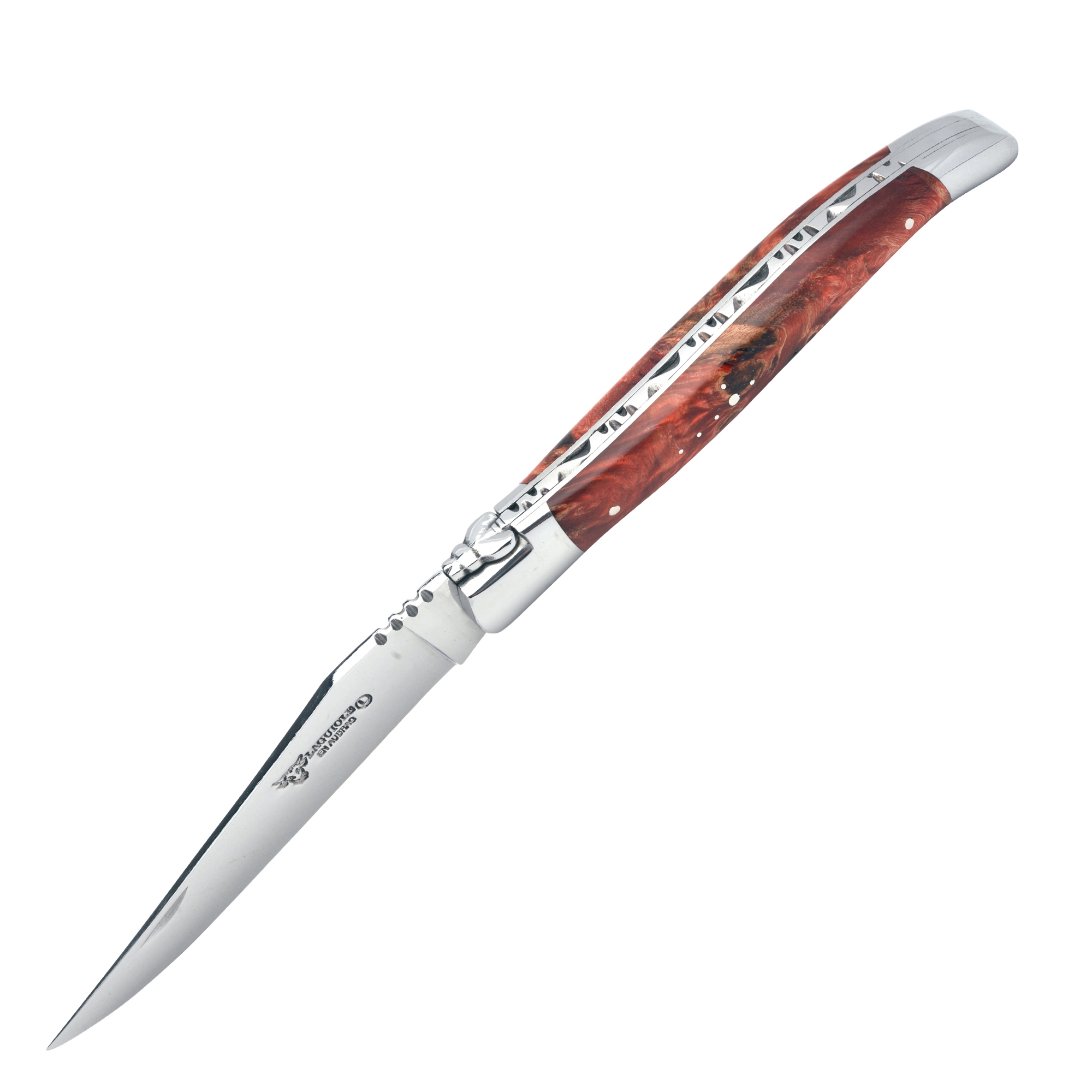 Laguiole folding/pocket knife 12 cm Poplar root red