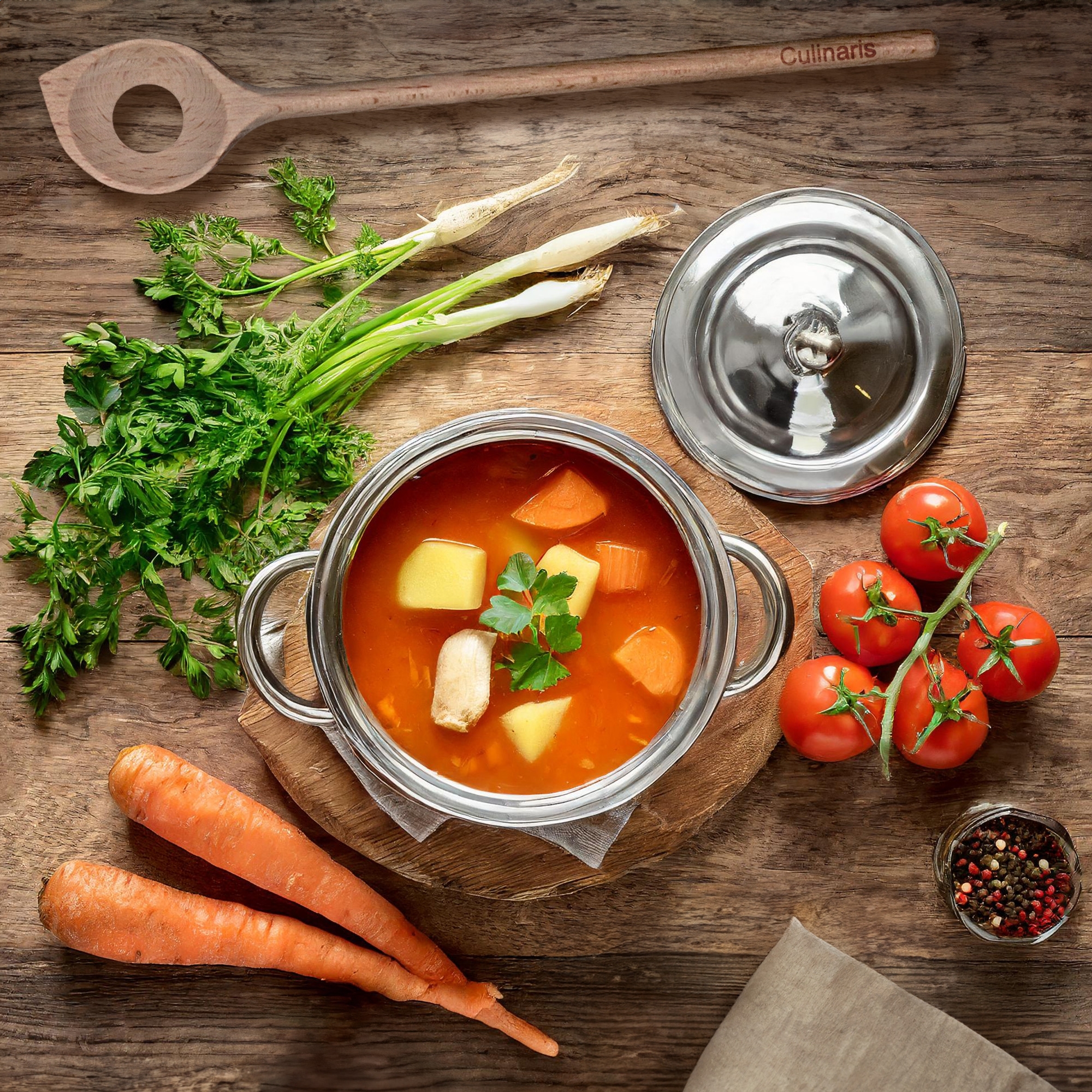 Pointed cooking spoon with hole - beech wood - 25 cm | Culinaris Pointed cooking spoon with hole - beech wood - 25 cm | Culinaris