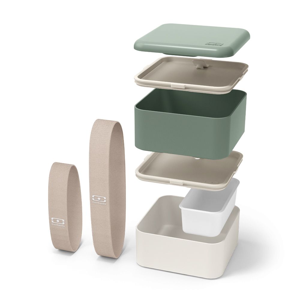 monbento - Square Bento Box natural green monbento - Square Bento Box natural green