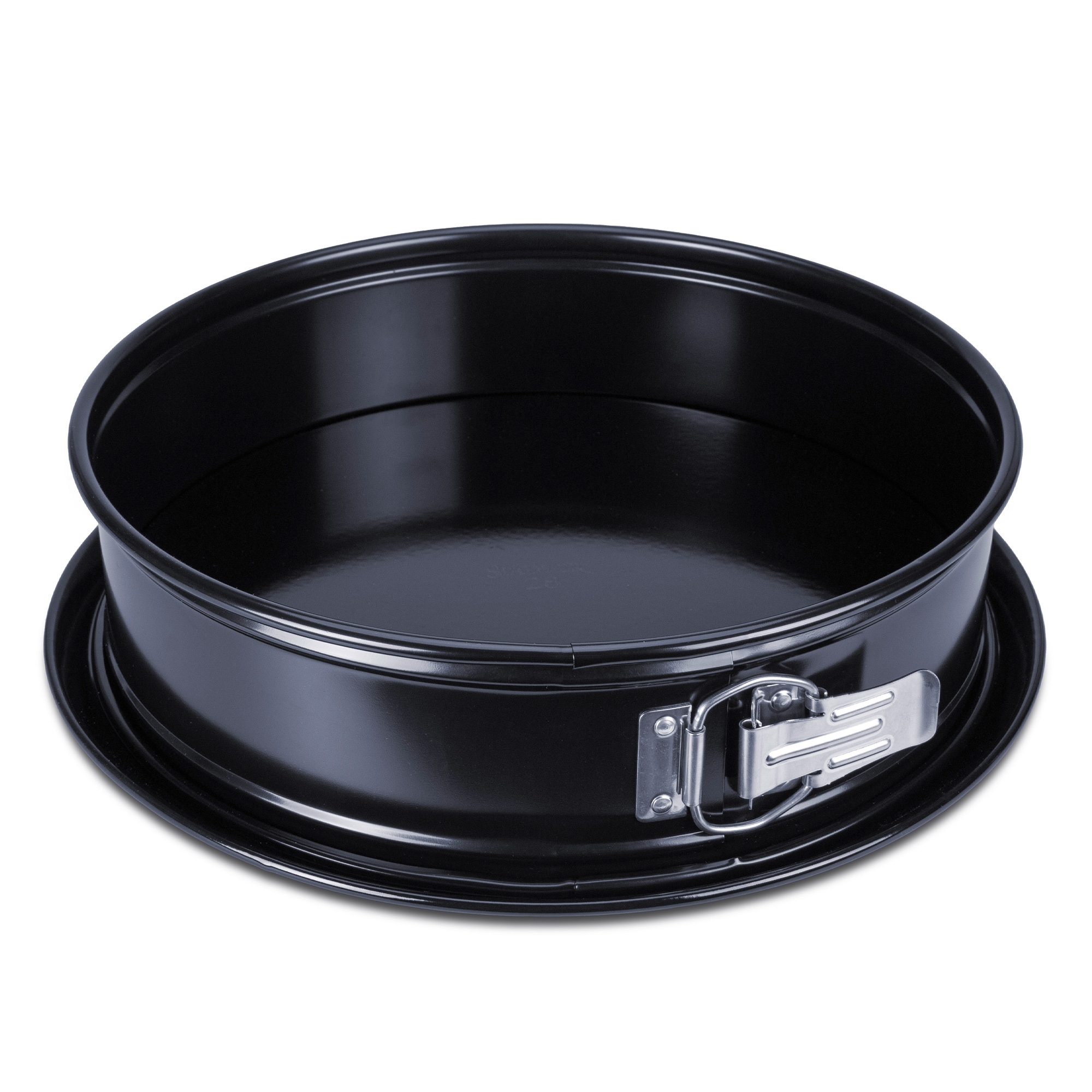 Schwarze runde Springform mit Antihaft und Auslaufschutz