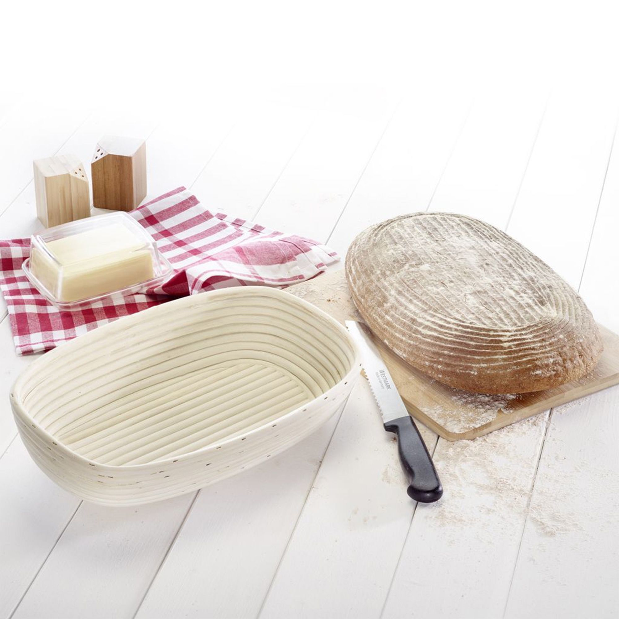 Westmark - Gärkörbchen oval mit Bezug - 33,5 x 20,5 x 8 cm