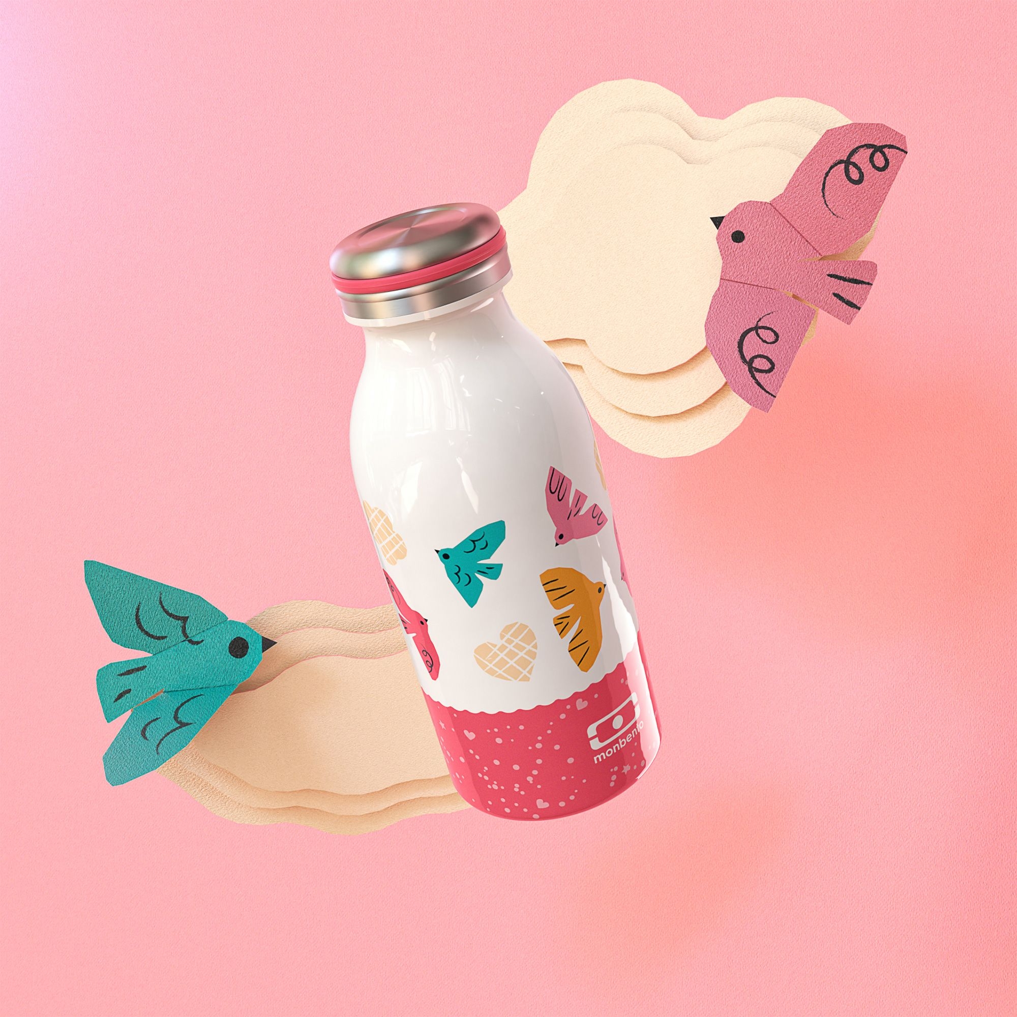 monbento - MB isotherme Trinkflasche Cooly rosa Birds monbento - MB isotherme Trinkflasche Cooly rosa Birds
