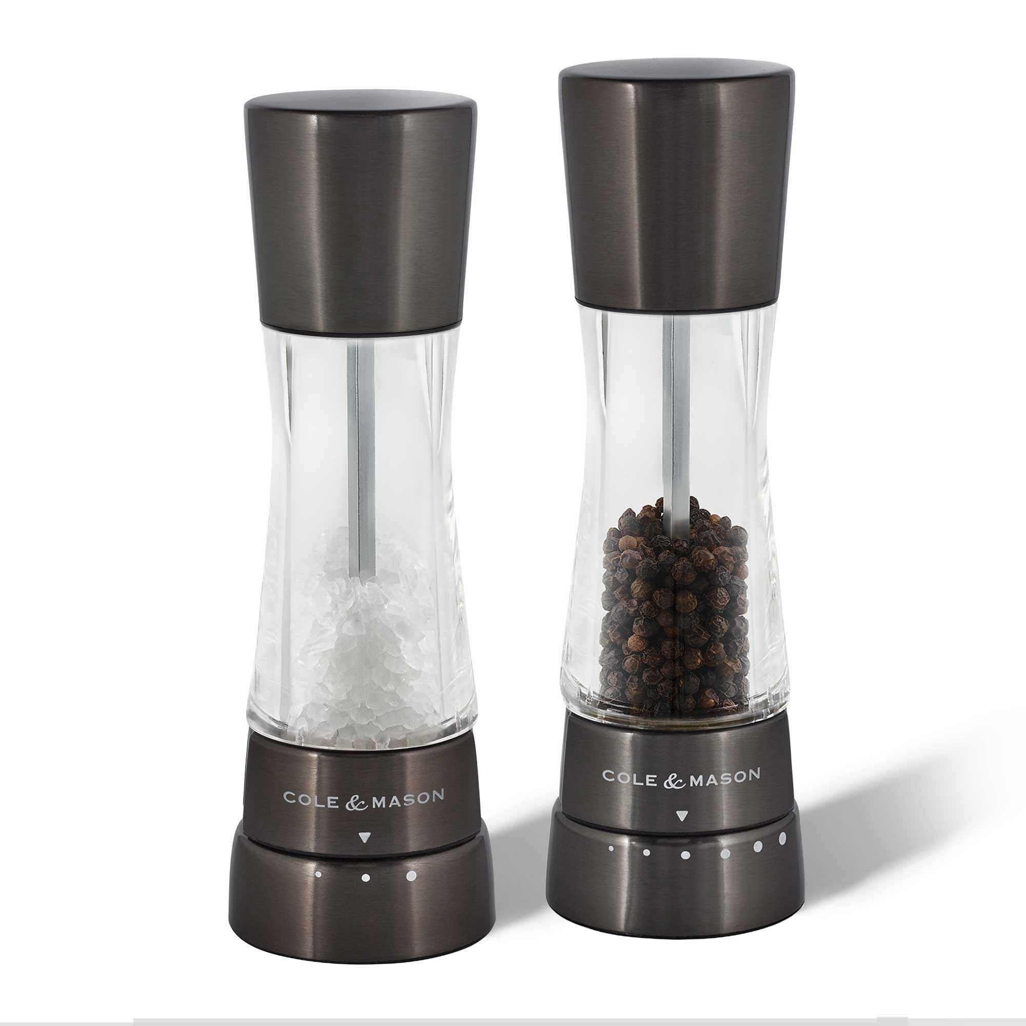 COLE & MASON - Derwent Pepper and Salt Mill Set | Steel Gray