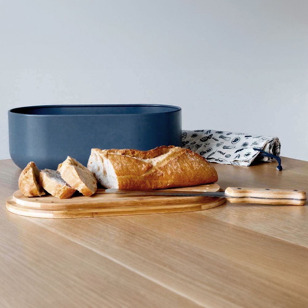 Pebbly - Brotkasten - 4 in 1 Set - Holz Blue