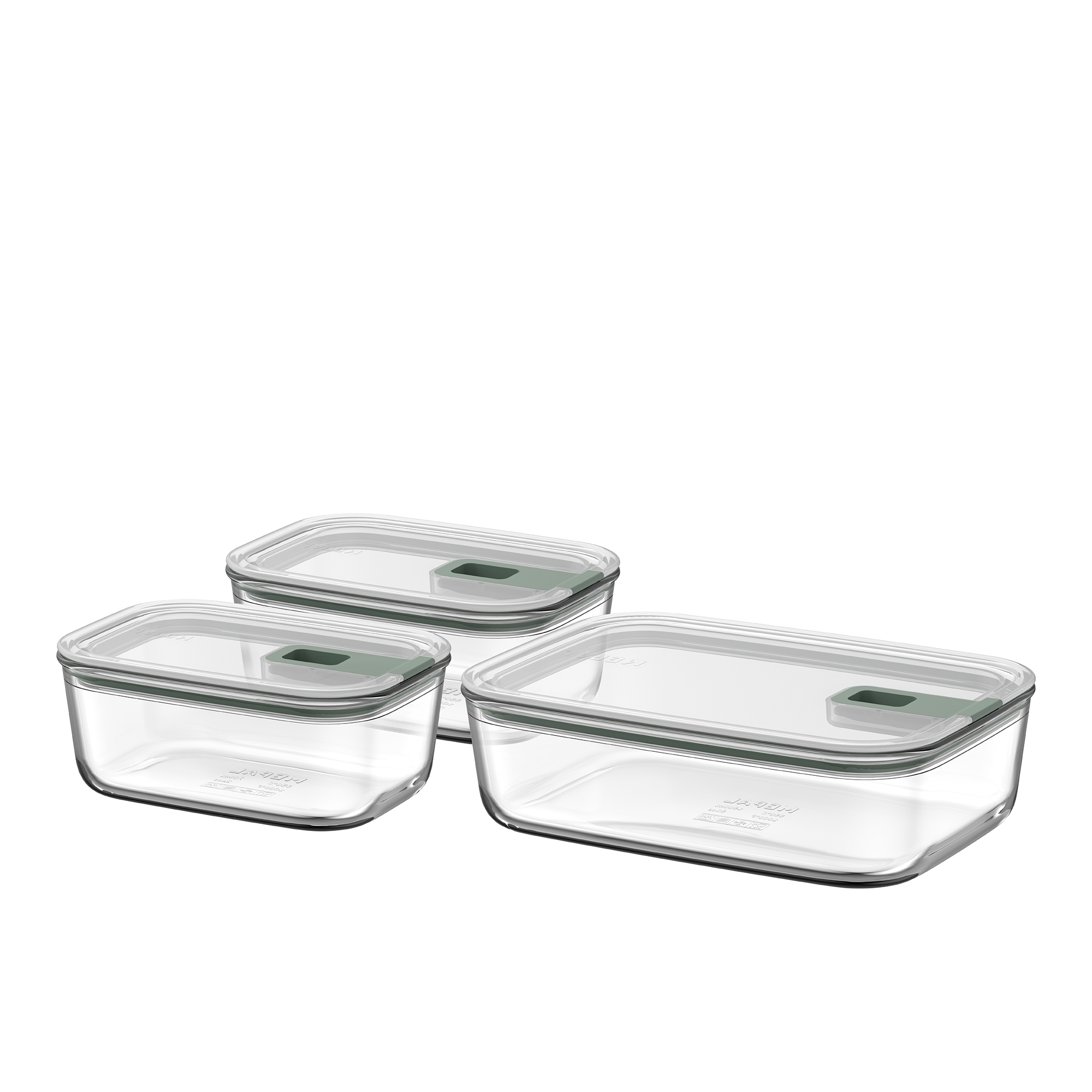 Mepal - Easyclip glass storage box 2.0 - 3-piece set - 2x 700 ml +1500ml - Nordic Sage