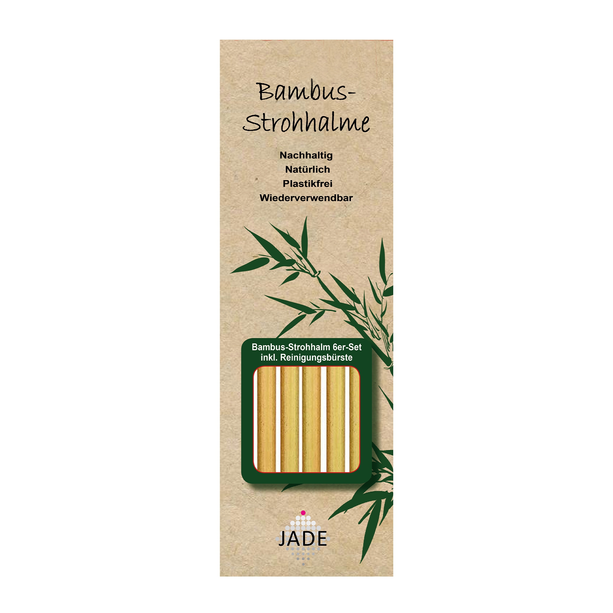 Jade - Bambus-Strohhalme 6er-Set