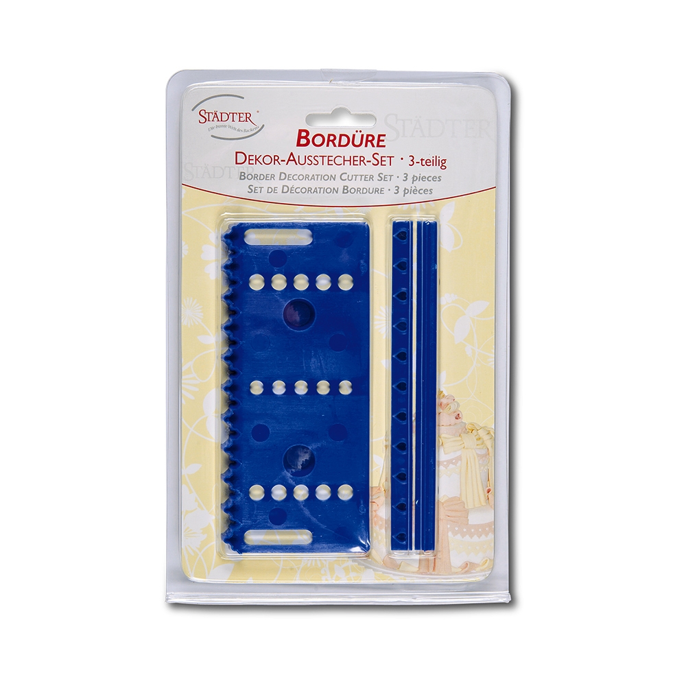 Städter - Fondant embossing stamp Border ca. 14,5 cm blue Set, 3-teilig
