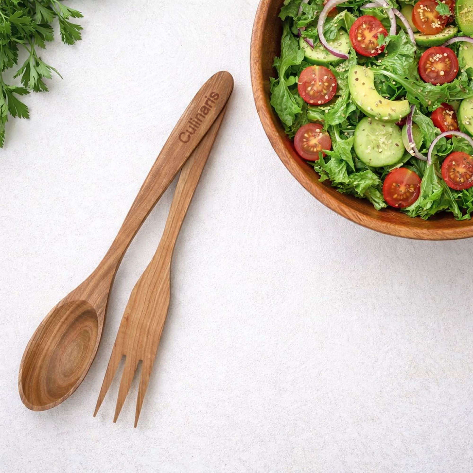 Culinaris curved cherry wood salad servers 30 cm