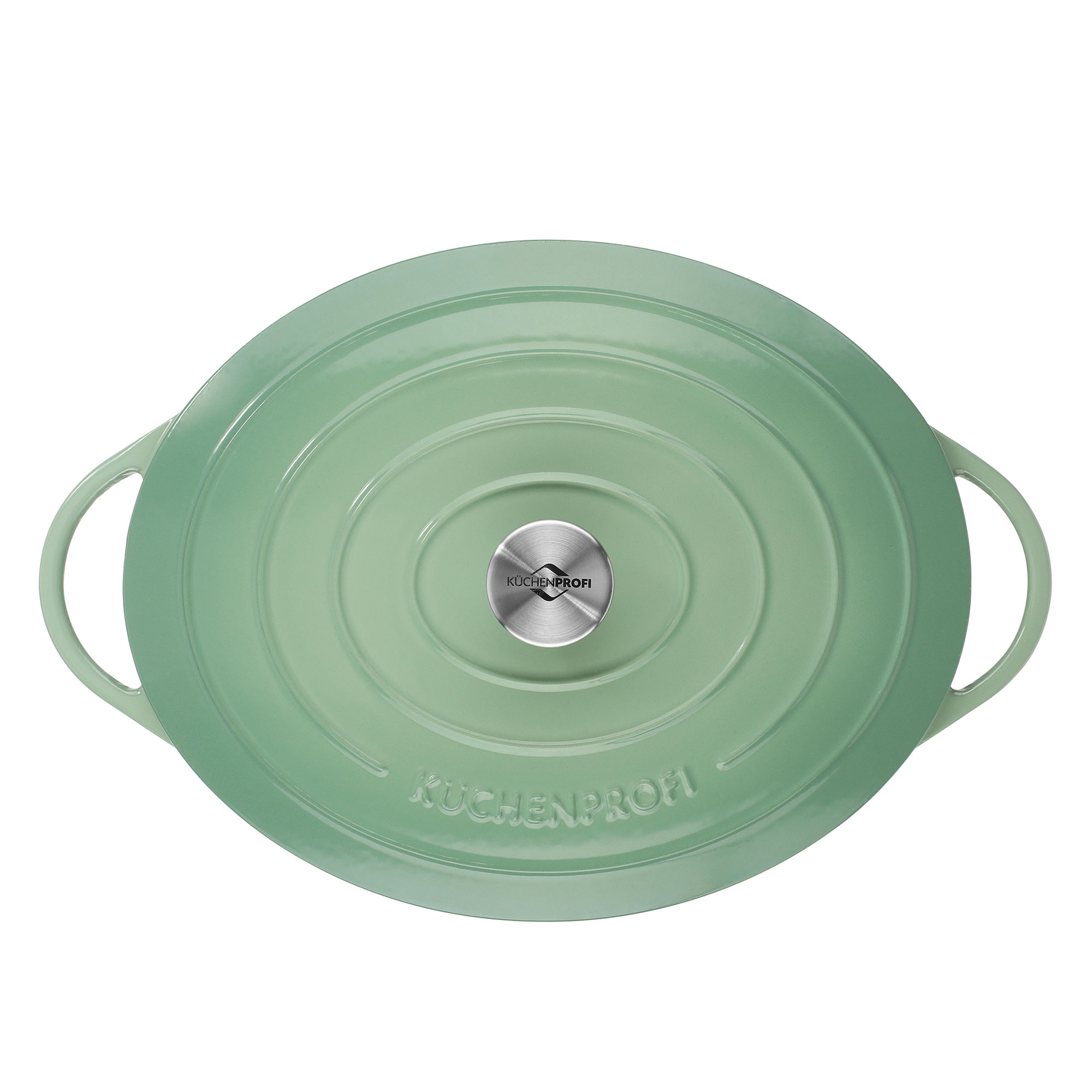 Oval KÜCHENPROFI cast iron casserole with mint lid