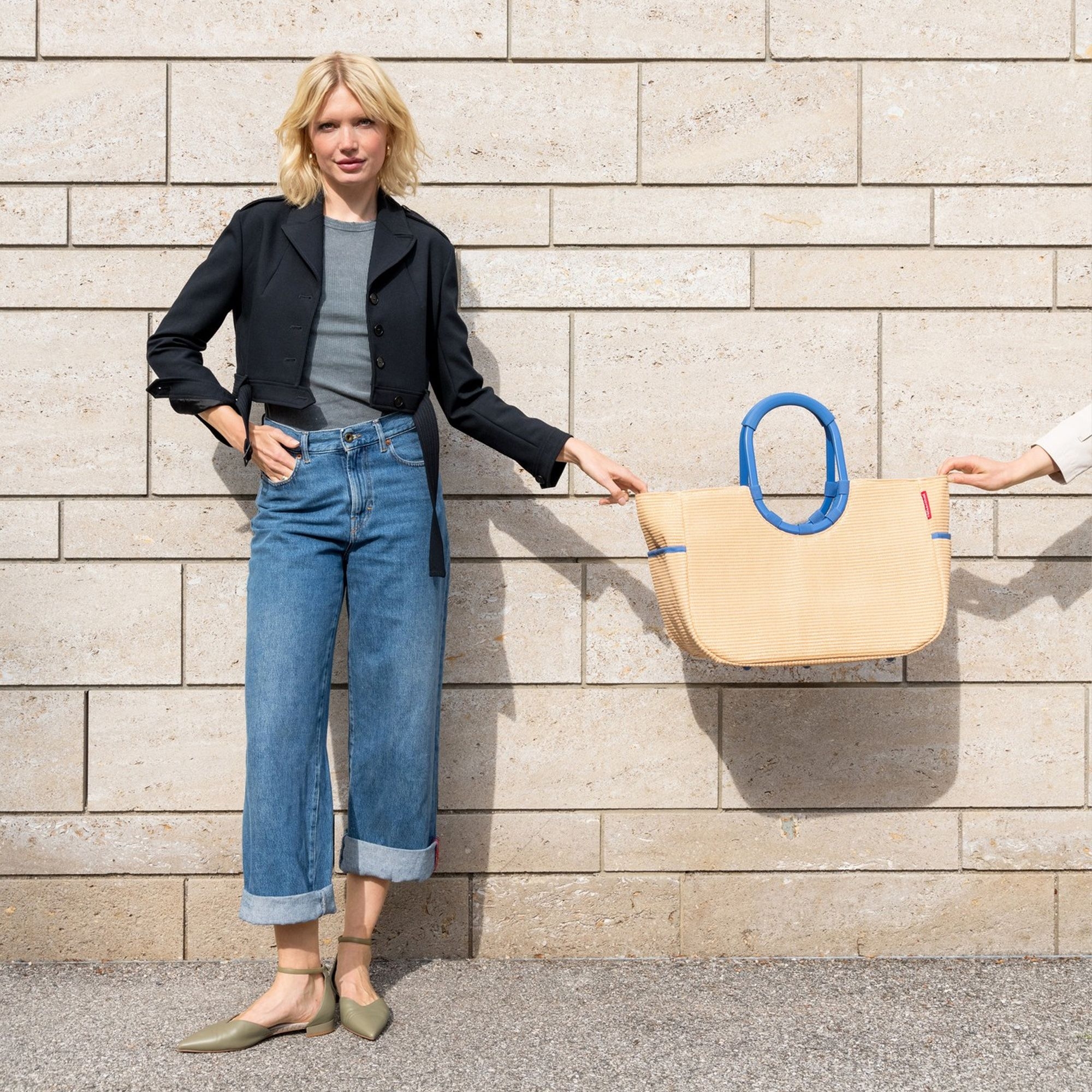 reisenthel - loopshopper L - frame raffia blue