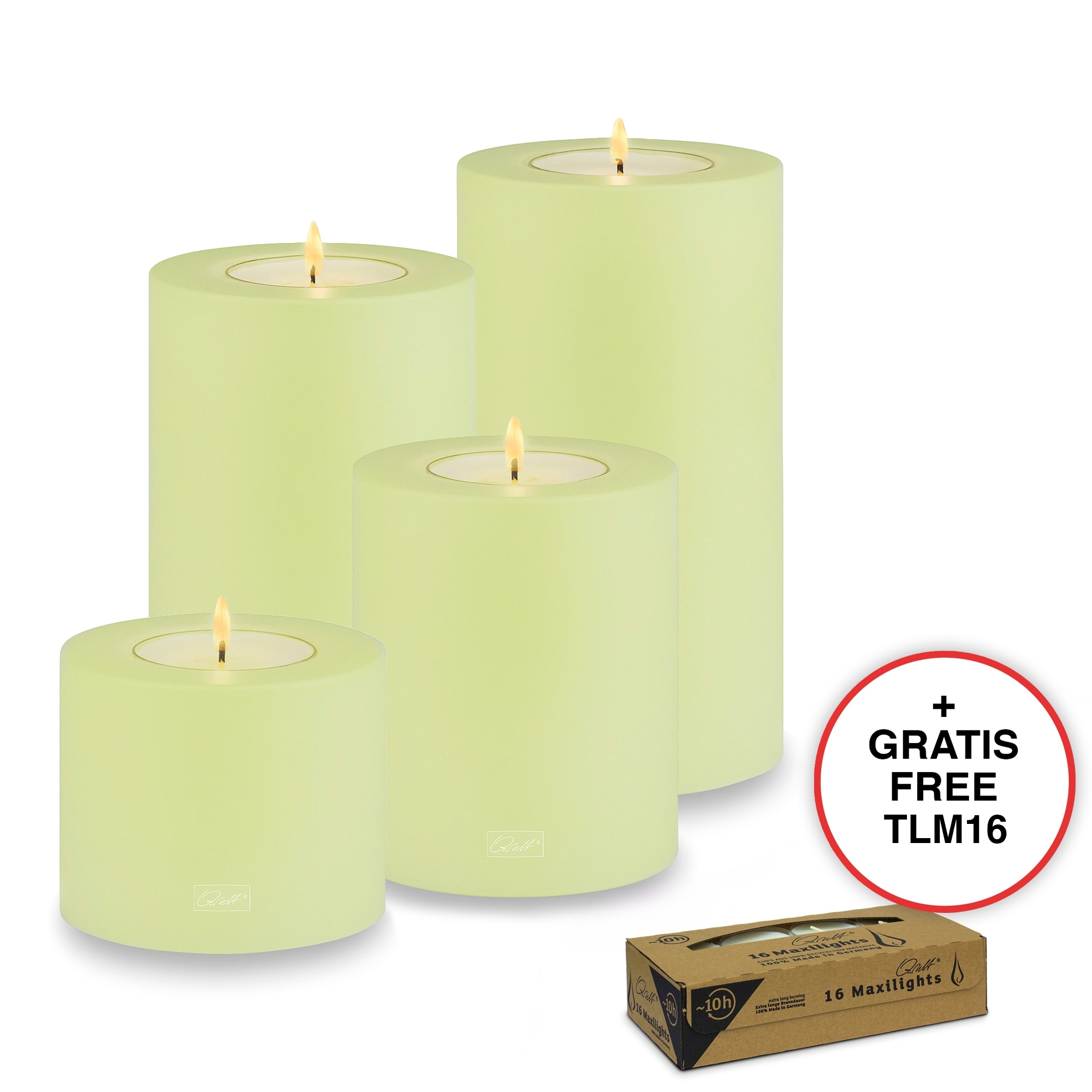 Qult Farluce Trend - Tealight Candle Holder - lime - Ø 10 cm H 8 + 12 + 15 + 18 cm - Set of 4