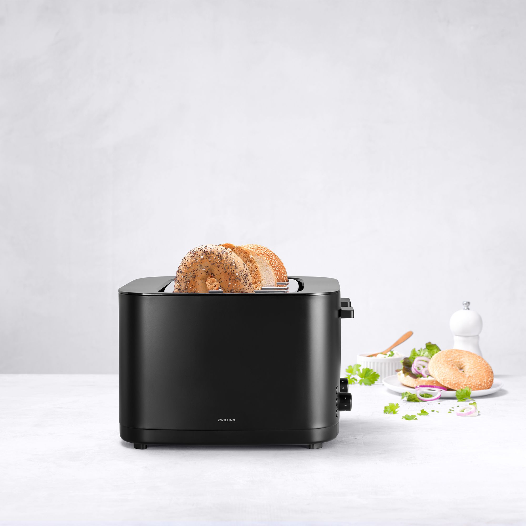 Zwilling - ENFINIGY - Toaster mit Brötchenaufsatz - 2 Schlitze kurz | Schwarz
