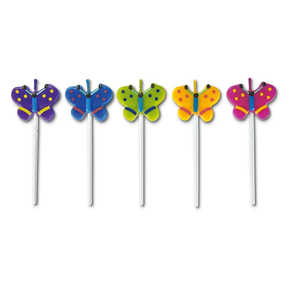 Städter - Candles Butterflies - 3 x 7,5 cm - multi-coloured Sticks - Set of 5 Städter - Candles Butterflies - 3 x 7,5 cm - multi-coloured Sticks - Set of 5