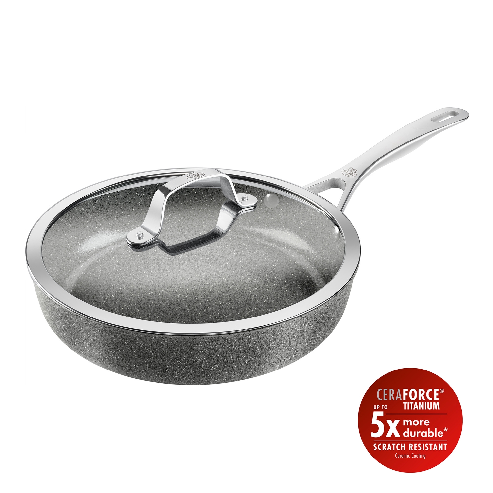 BALLARINI - Schmorpfanne mit Glasdeckel | Salina | 28 cm | titanverstärkte keramische Antihaftbeschichtung