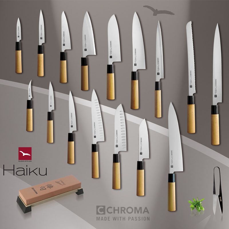 CHROMA Haiku Original H-16 - Santoku 17 cm Kullenschliff
