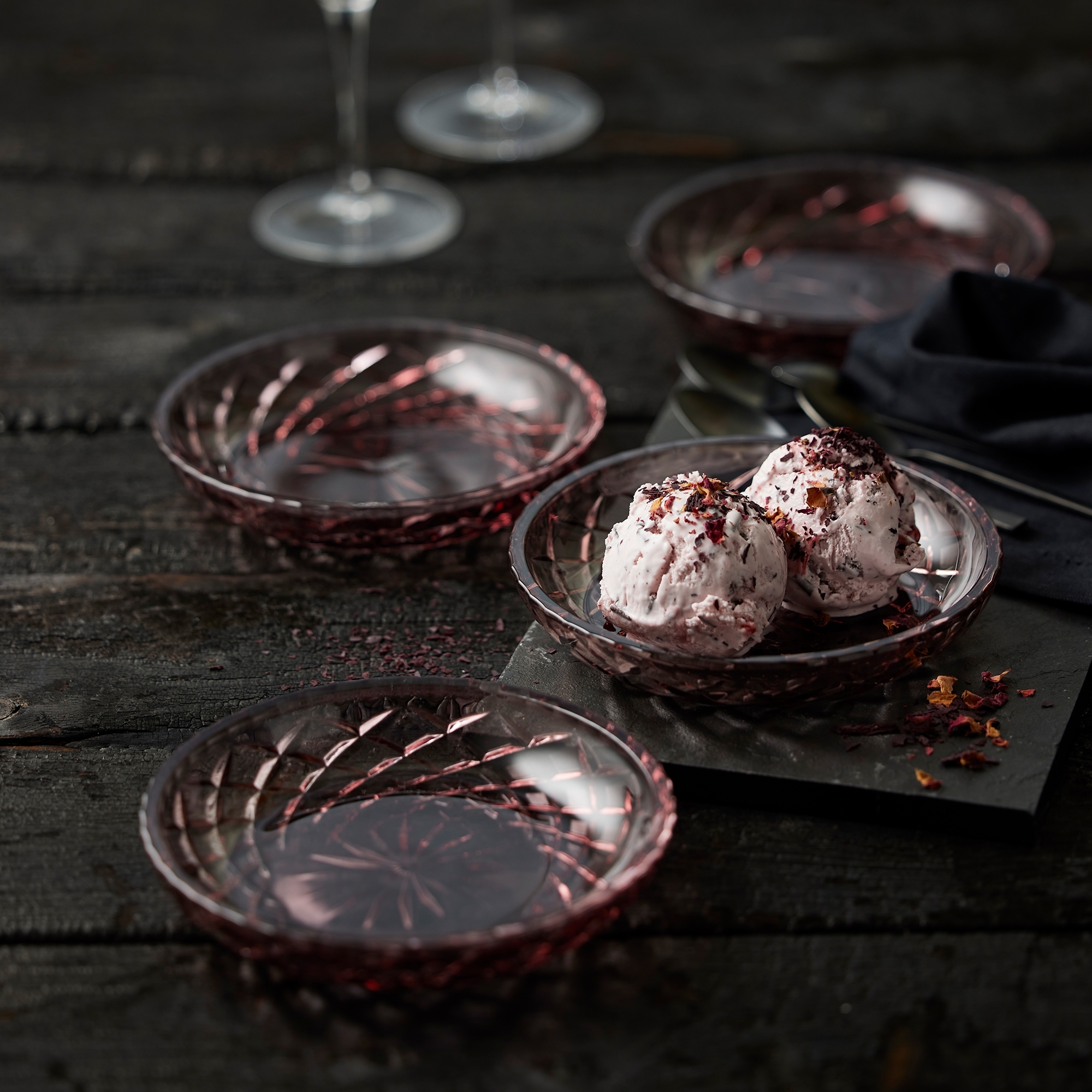 Lyngby Glass - Sorrento - Plate 16 cm - Pink - 4 pcs.