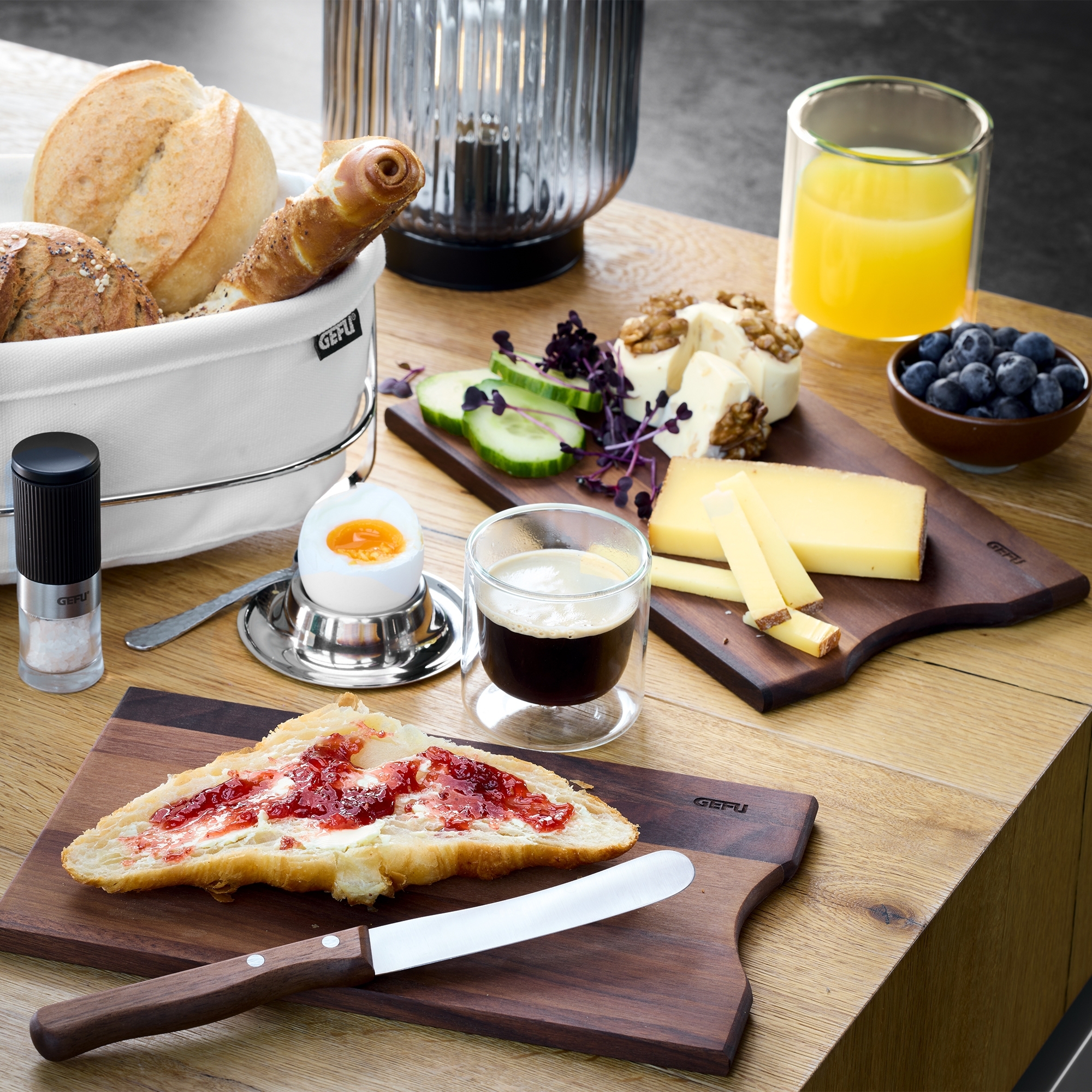 Gefu - ENNO breakfast board, 2 pieces, walnut wood