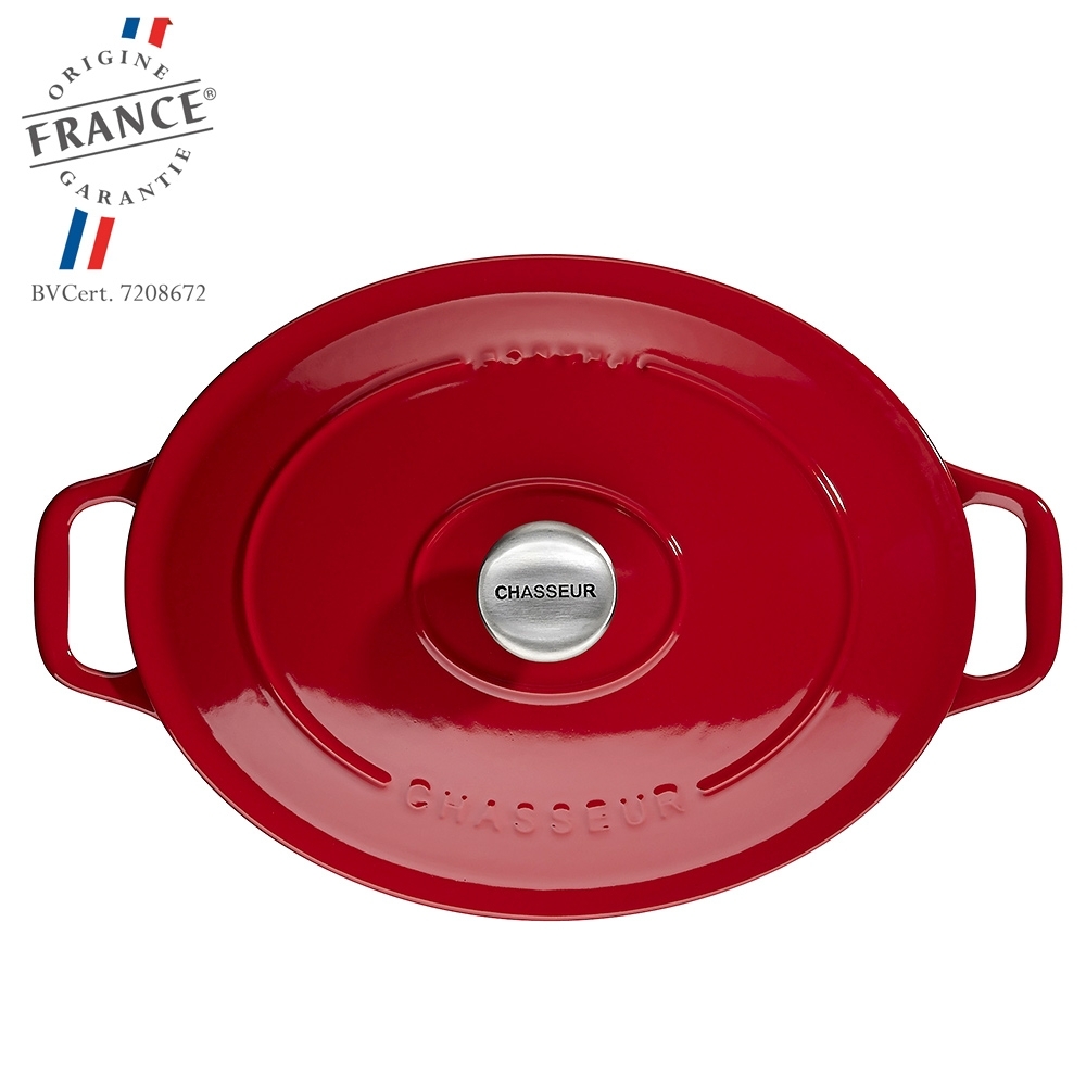 Chasseur French Round Enameled Cast Iron 10 Grill Pan - Red