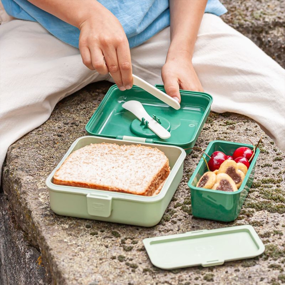 MONBENTO MB Snacky Lunchbox Green Forest filled with snacks