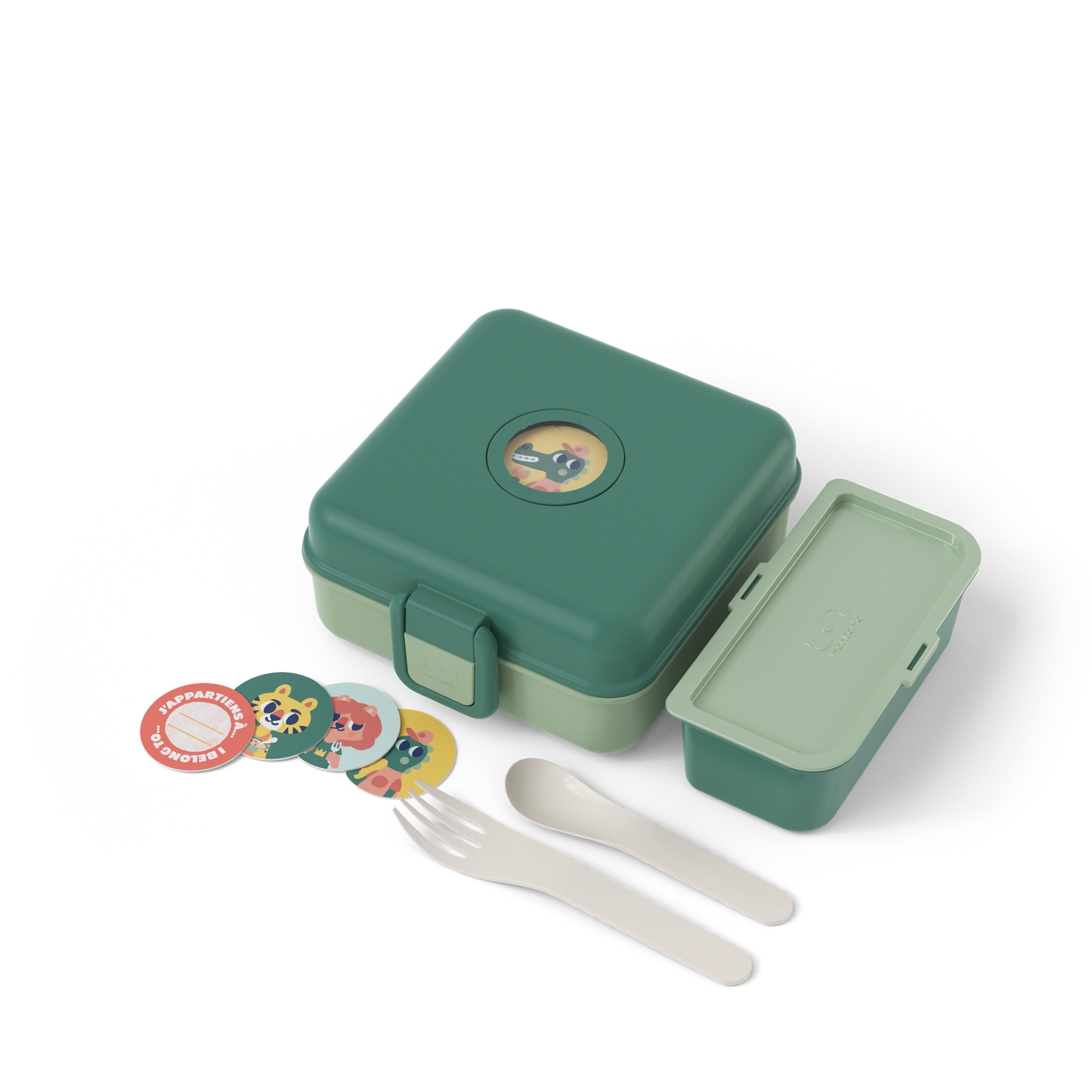 MONBENTO MB Snacky Lunchbox Green Forest filled with snacks