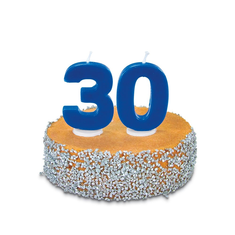 Städter - Candles Number - 4,5 cm - blue with holder Städter - Candles Number - 4,5 cm - blue with holder