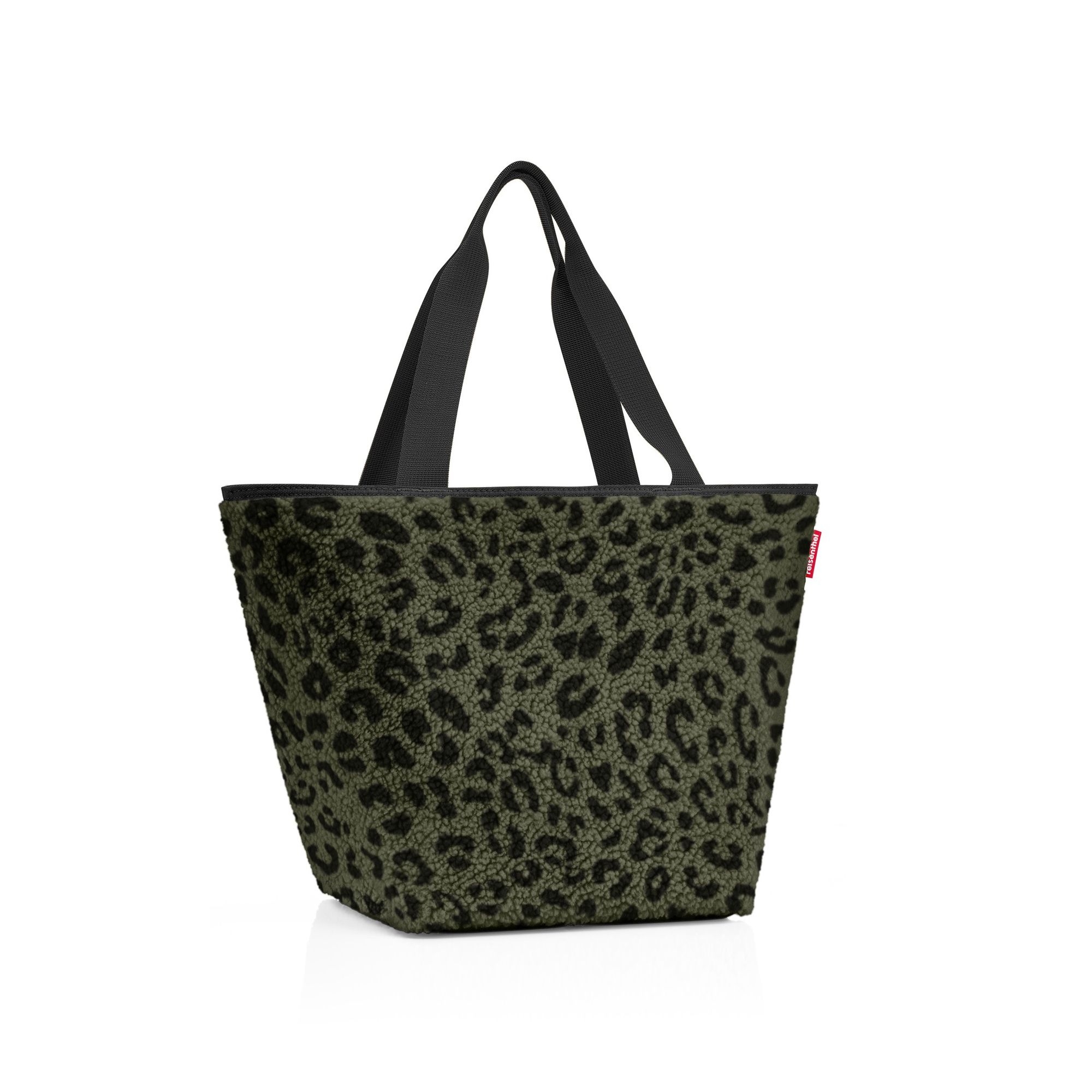 Teddy fleece bag with green leopard print