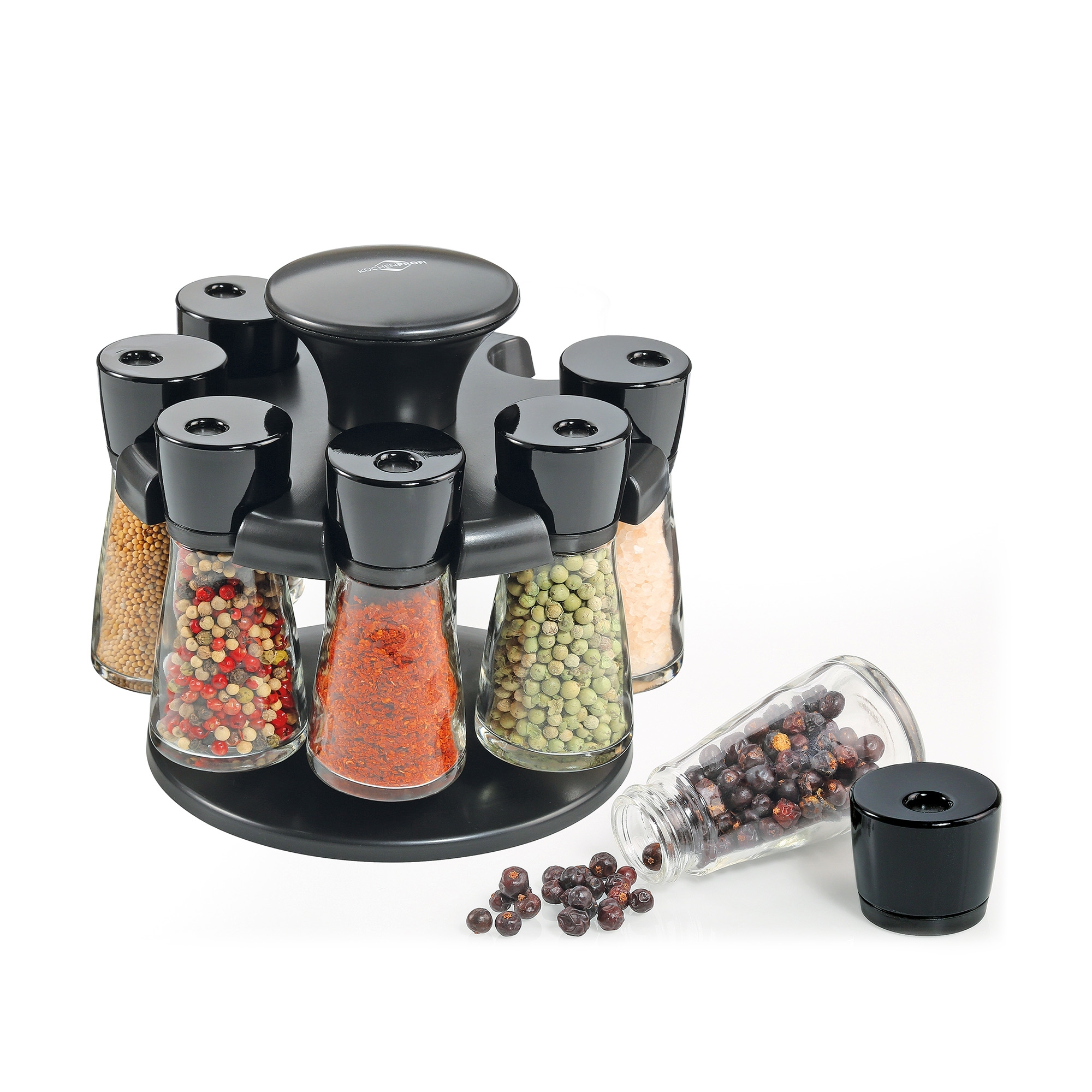Black Küchenprofi RONDO spice carousel with 8 spice jars